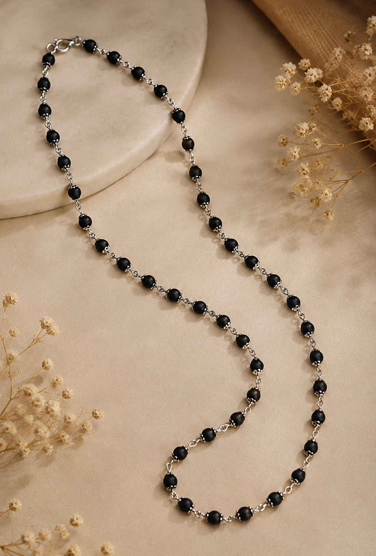 Handcrafted Black Karungali Bead Short Size Mala 8MM