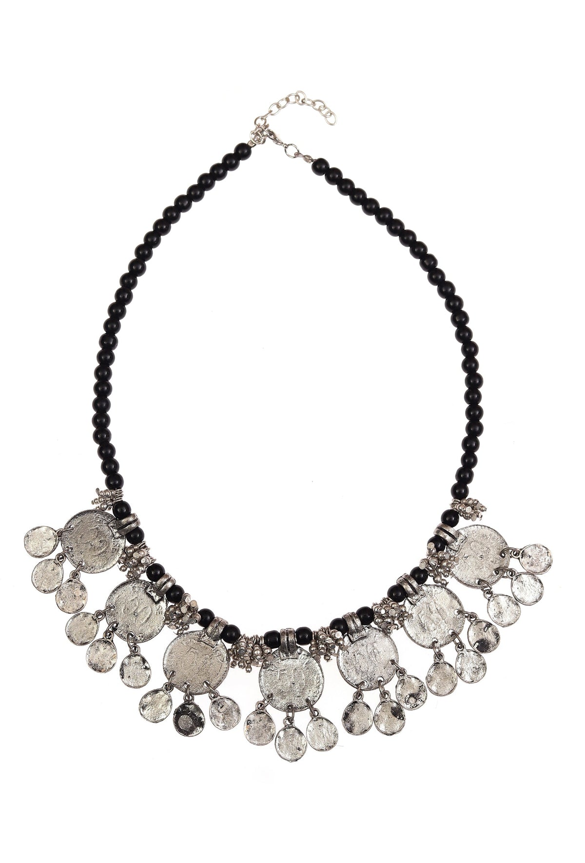 Meher German Silver Coin Necklace