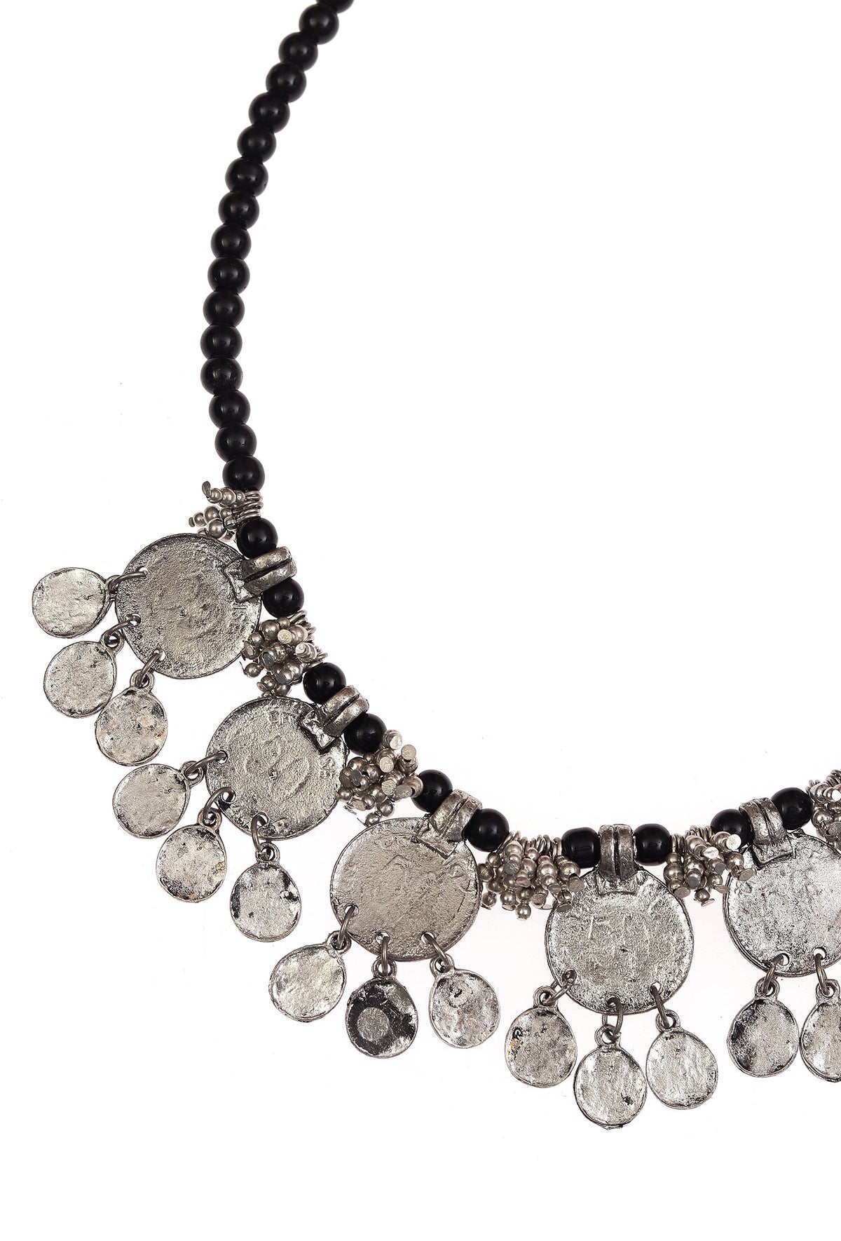 Meher German Silver Coin Necklace