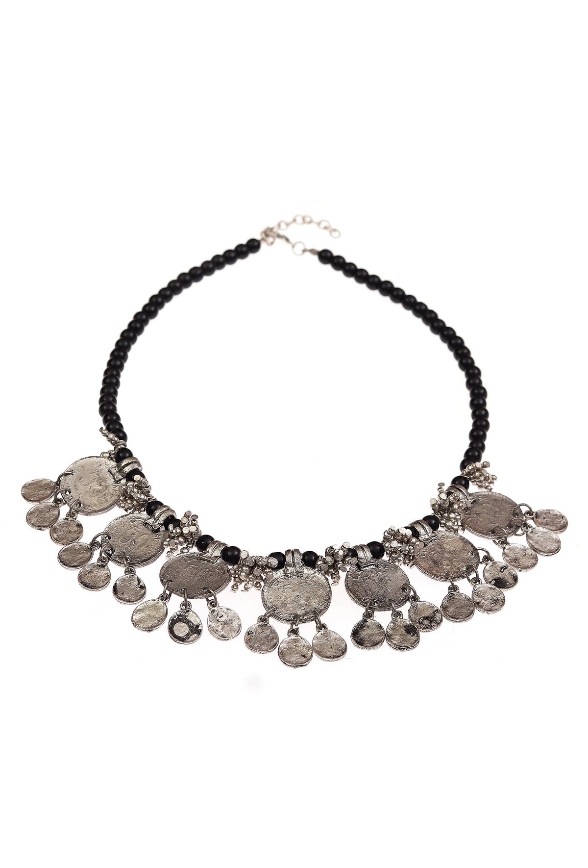 Meher German Silver Coin Necklace