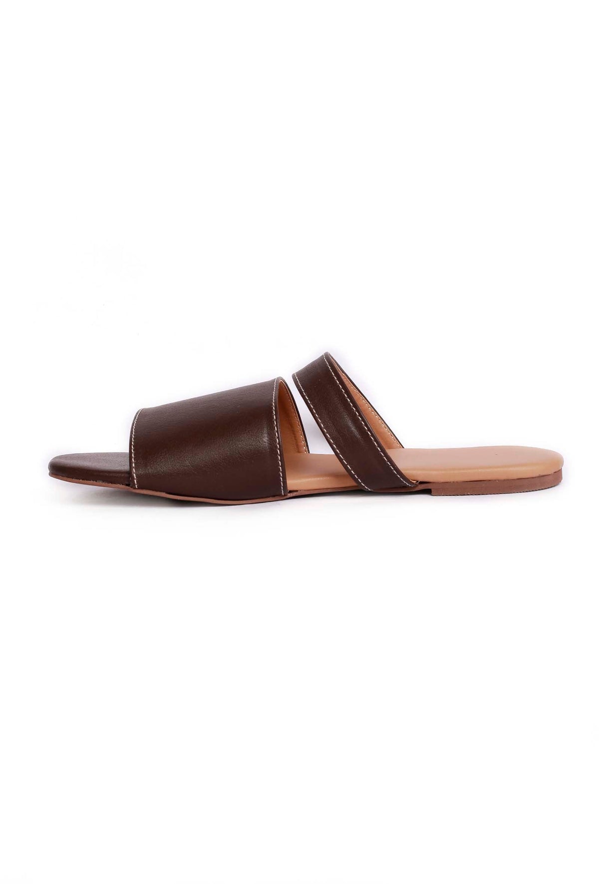 Brunette Brown Cruelty Free Leather Sliders サイズ EU39