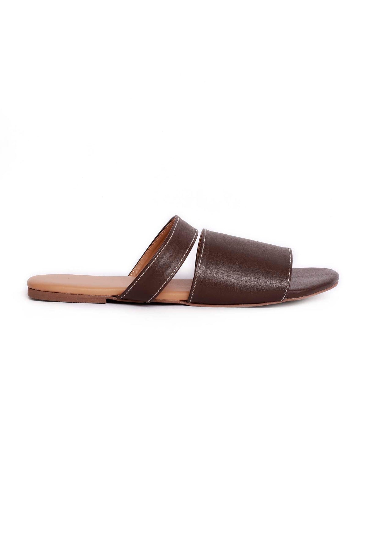 Brunette Brown Cruelty Free Leather Sliders サイズ EU35