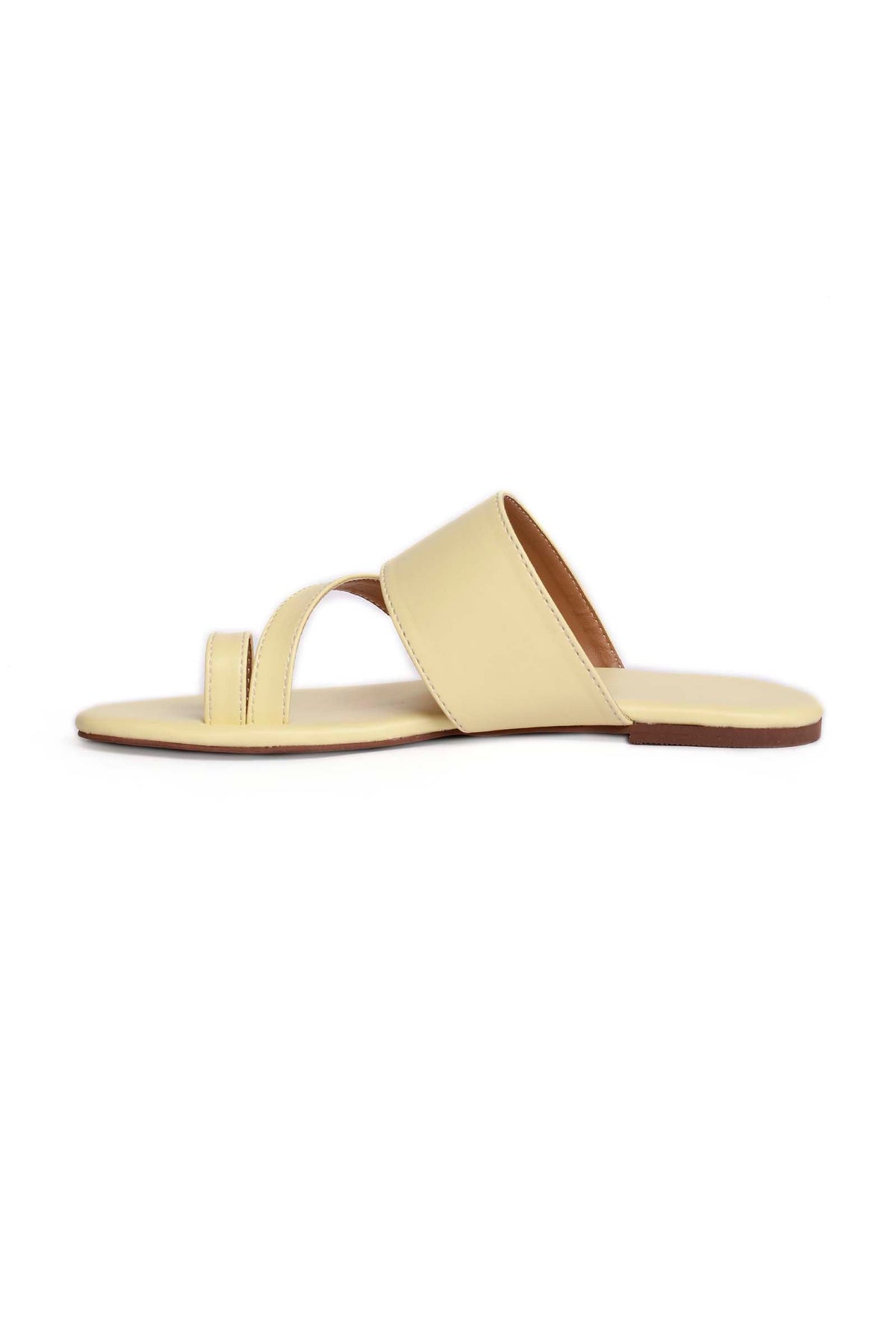 White Cream Cruelty Free Leather Sliders サイズ EU41