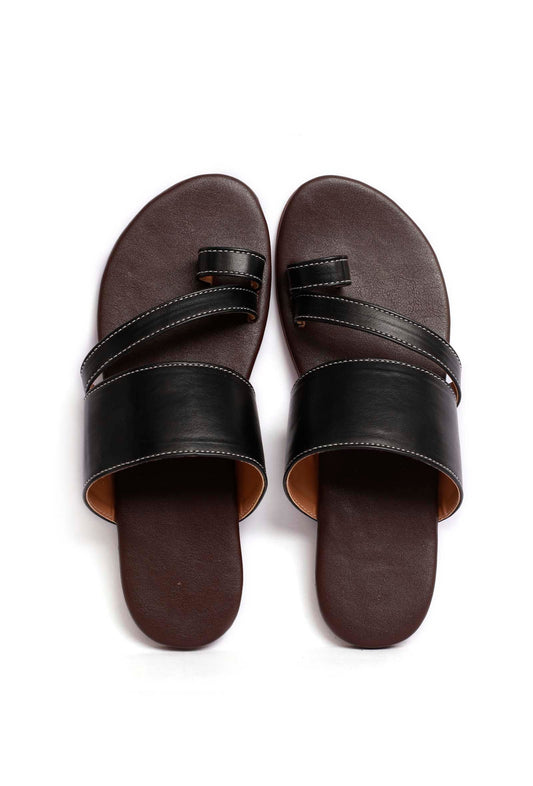 Black Cruelty Free Leather Sliders サイズ EU38