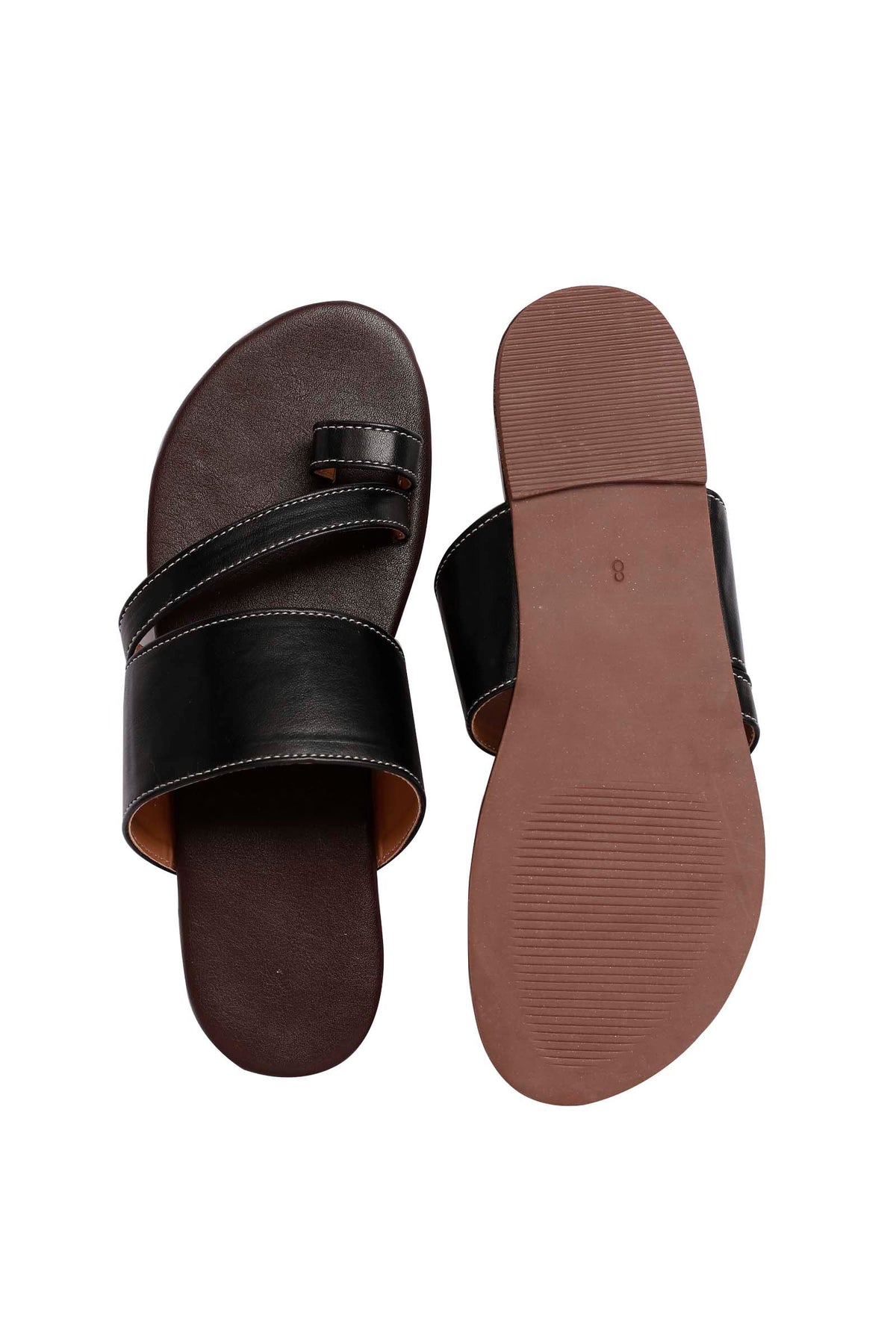 Black Cruelty Free Leather Sliders サイズ EU38