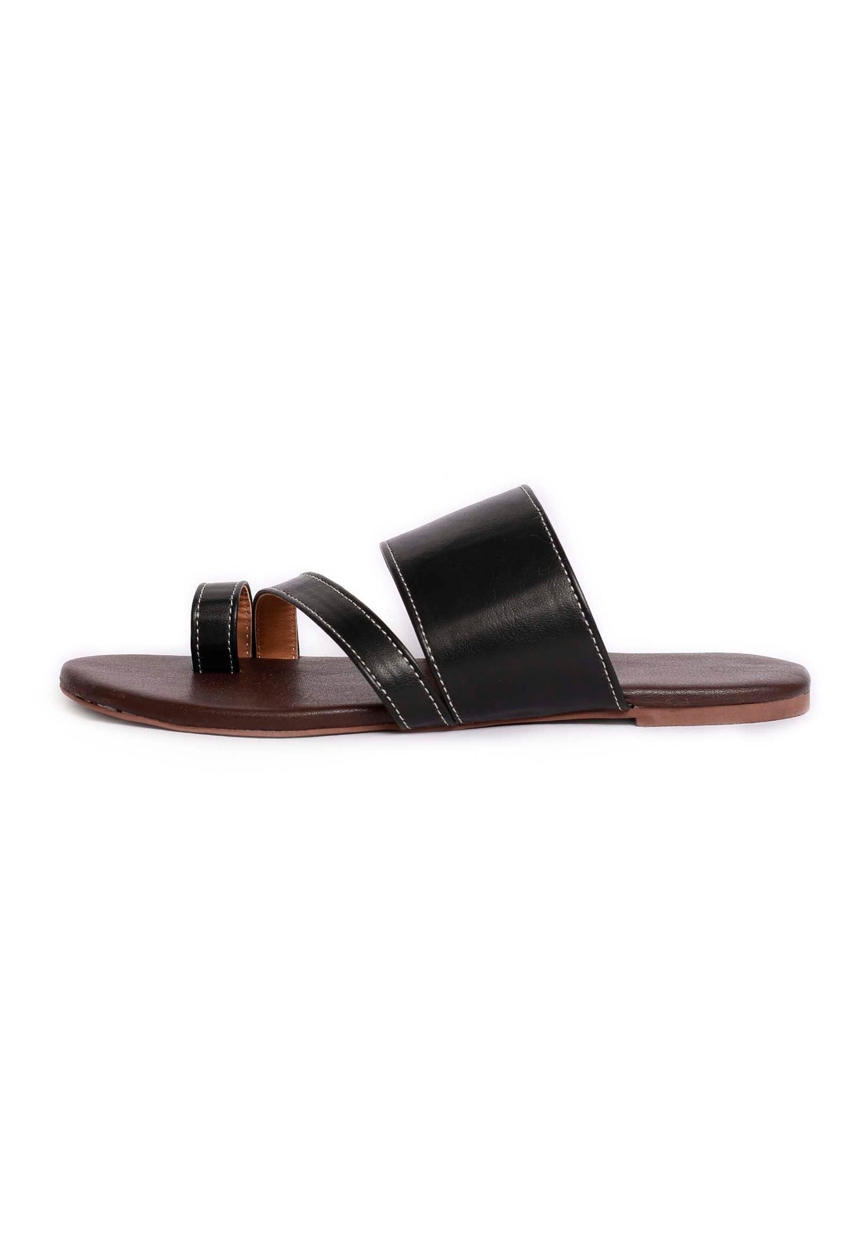 Black Cruelty Free Leather Sliders サイズ EU36