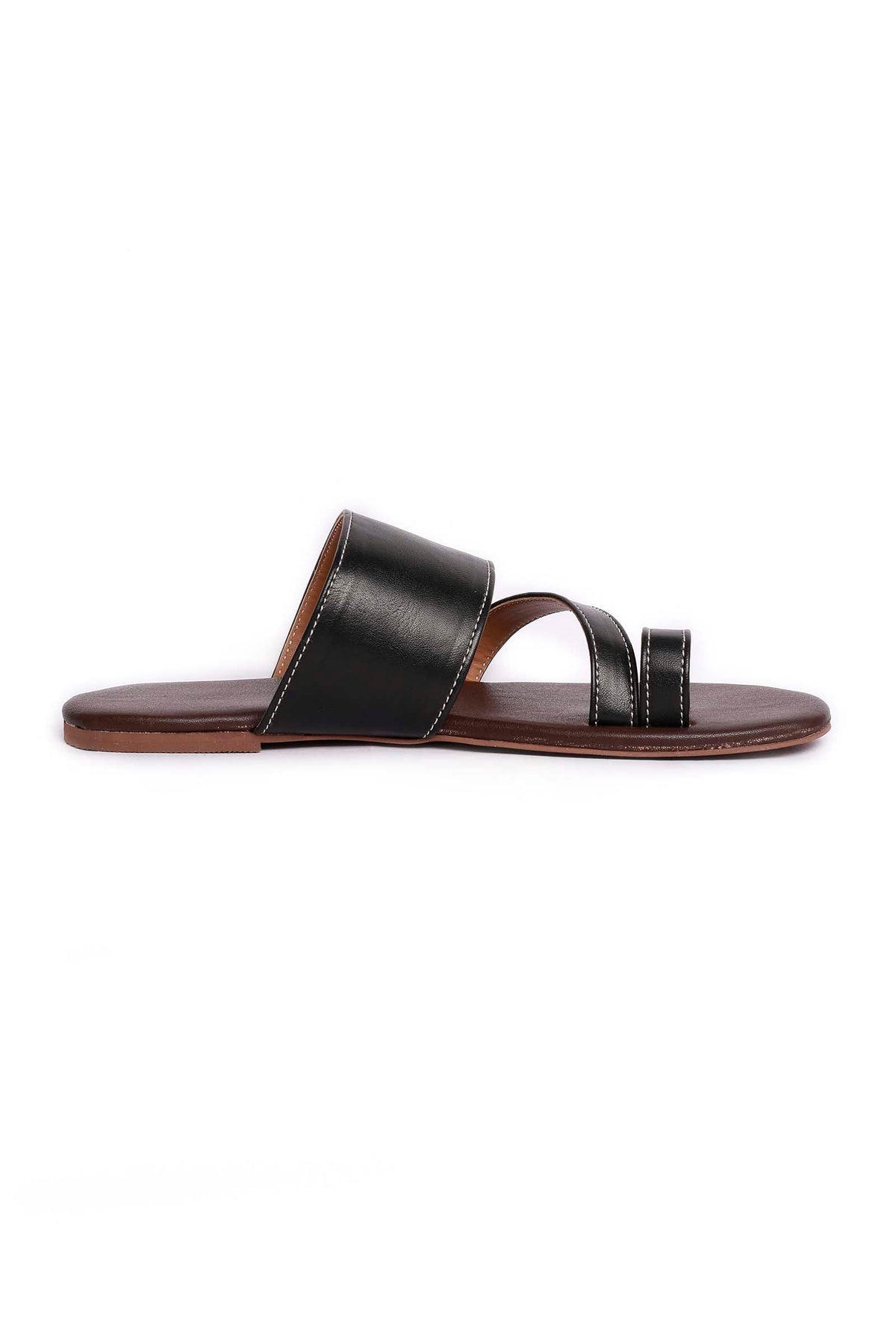 Black Cruelty Free Leather Sliders サイズ EU41