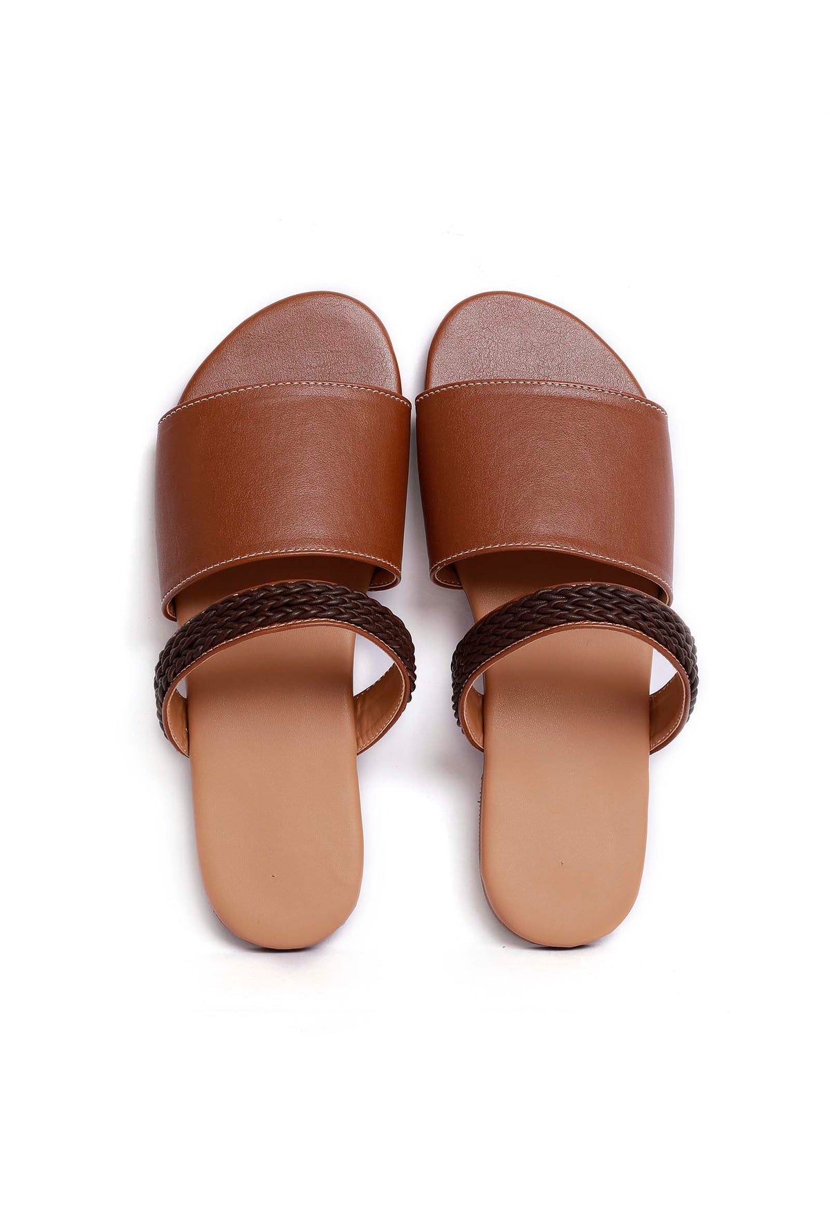 Cinnamon Brown Cruelty Free Leather Sliders サイズ EU36