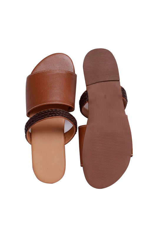 Cinnamon Brown Cruelty Free Leather Sliders サイズ EU39