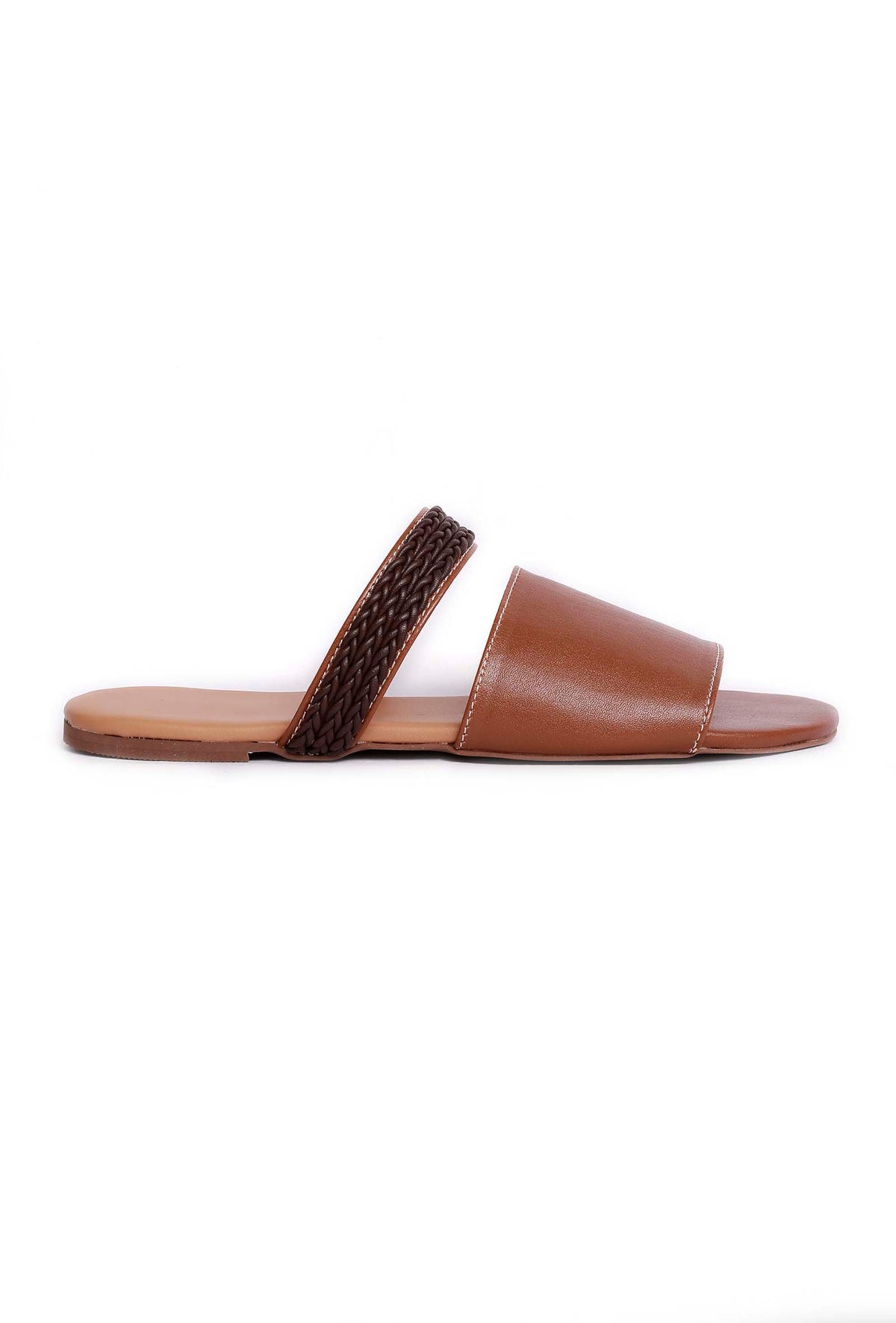 Cinnamon Brown Cruelty Free Leather Sliders サイズ EU42