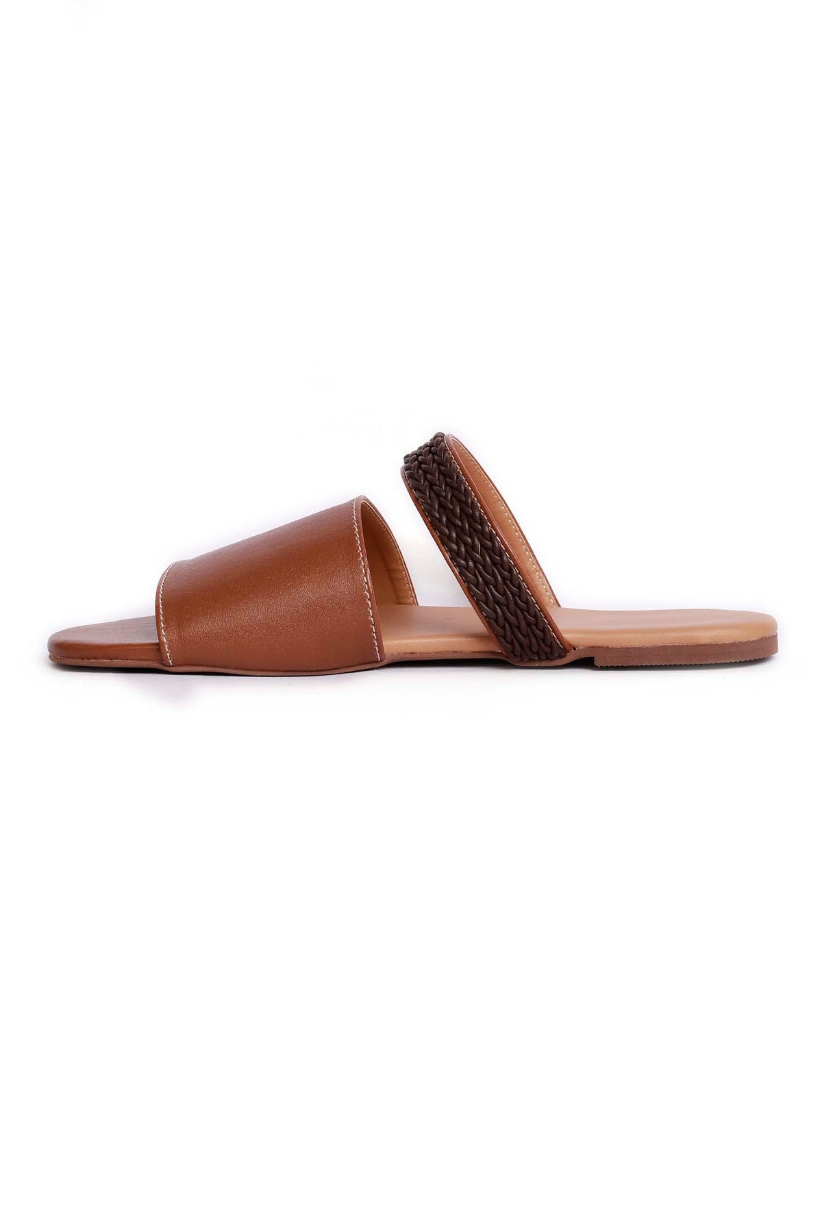 Cinnamon Brown Cruelty Free Leather Sliders サイズ EU42