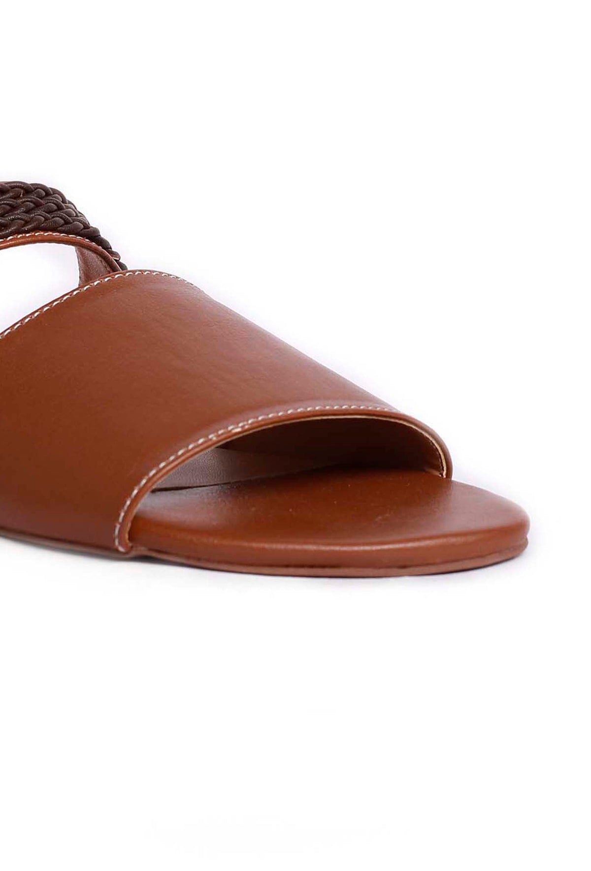 Cinnamon Brown Cruelty Free Leather Sliders サイズ EU42