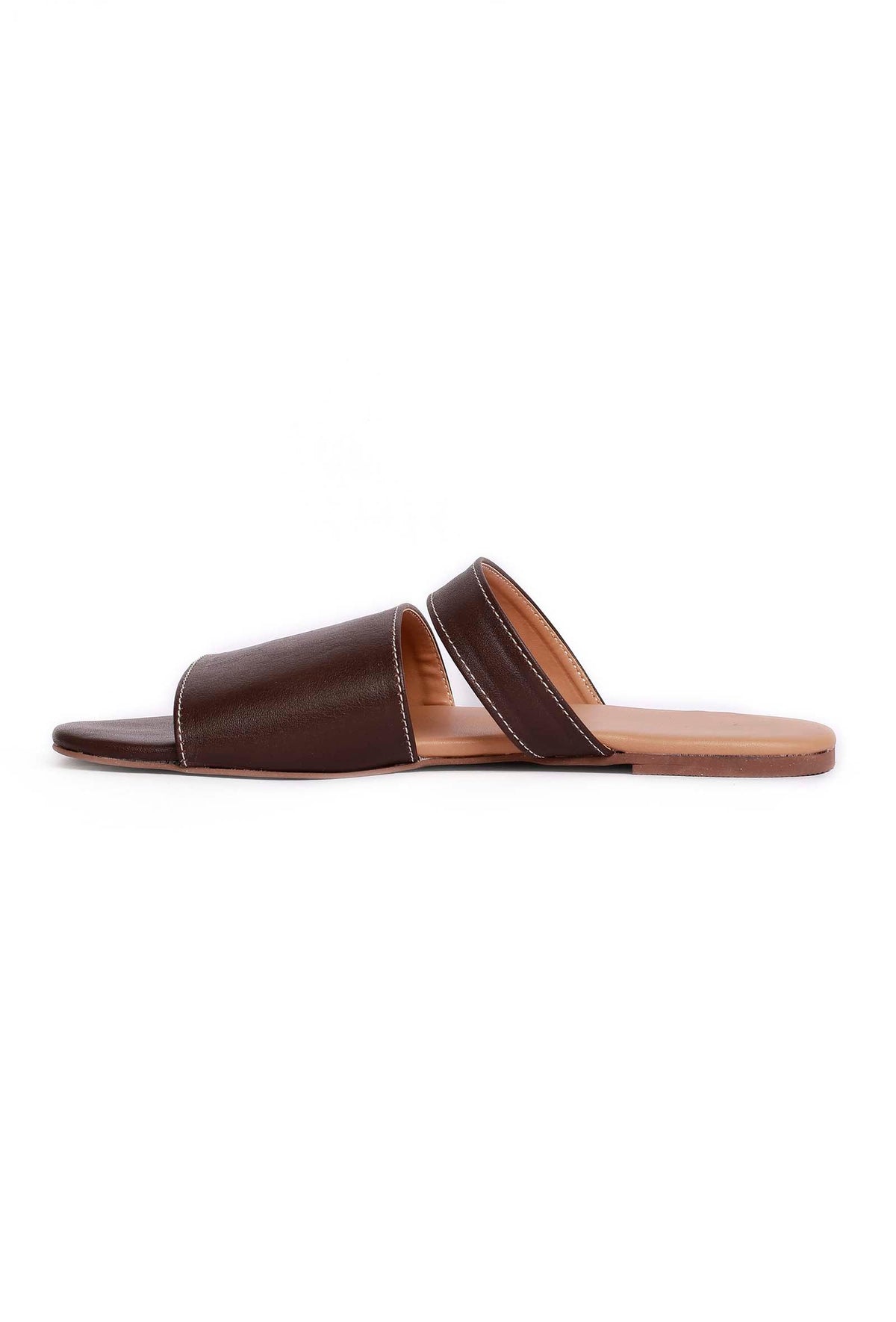 Tortilla Brown Cruelty Free Leather Sliders サイズ EU38