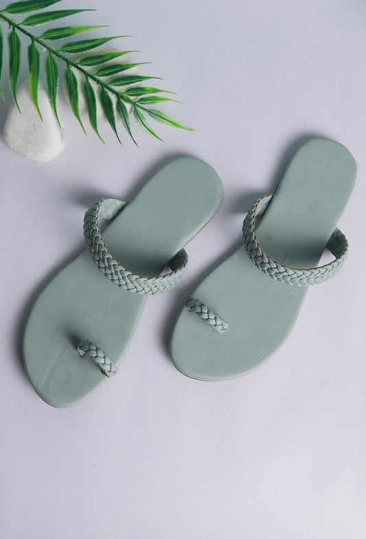 Powdered Blue Knotted Cruelty Free Leather Sandals サイズ EU38