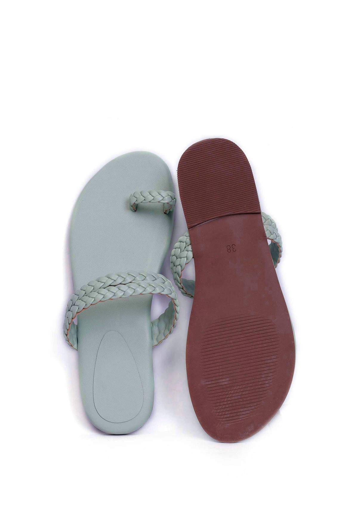 Powdered Blue Knotted Cruelty Free Leather Sandals サイズ EU36