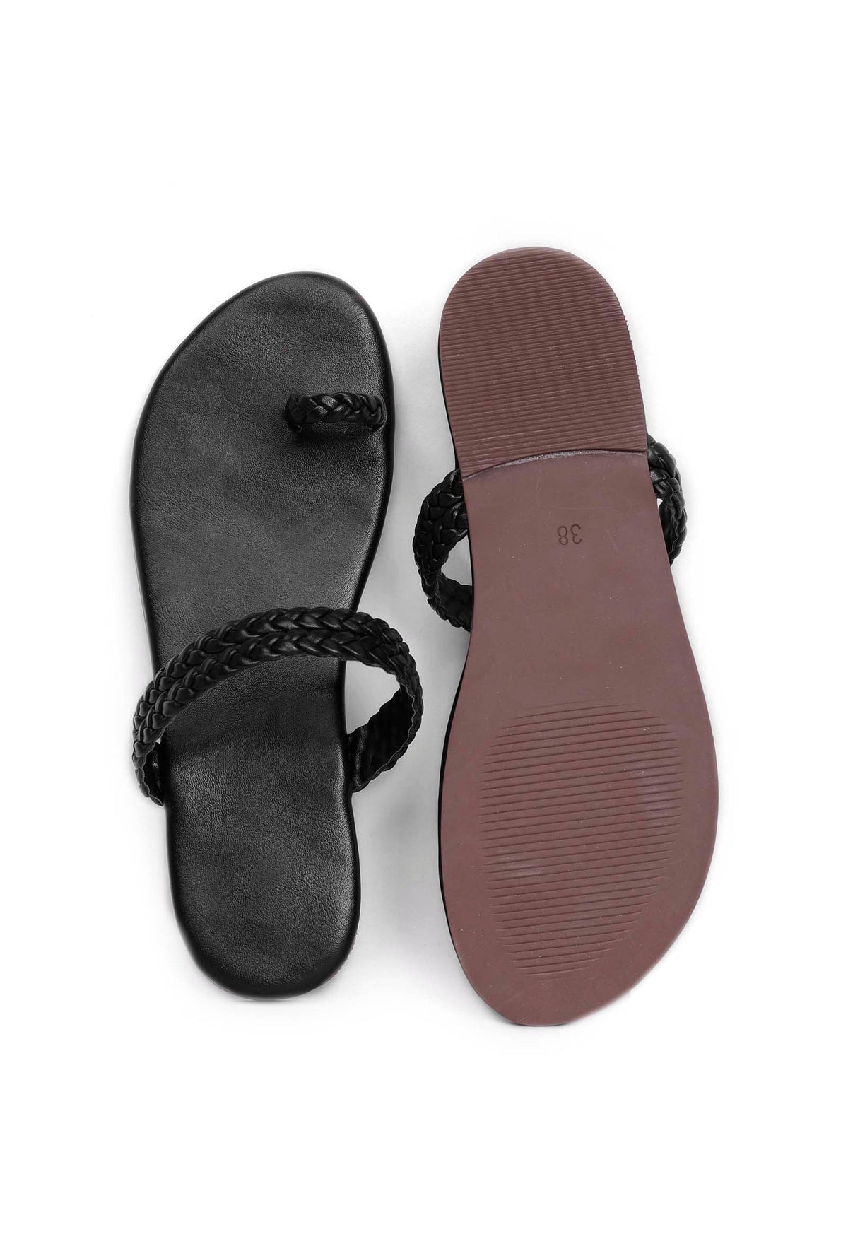 Black Knotted Cruelty Free Leather Sandals サイズ EU40