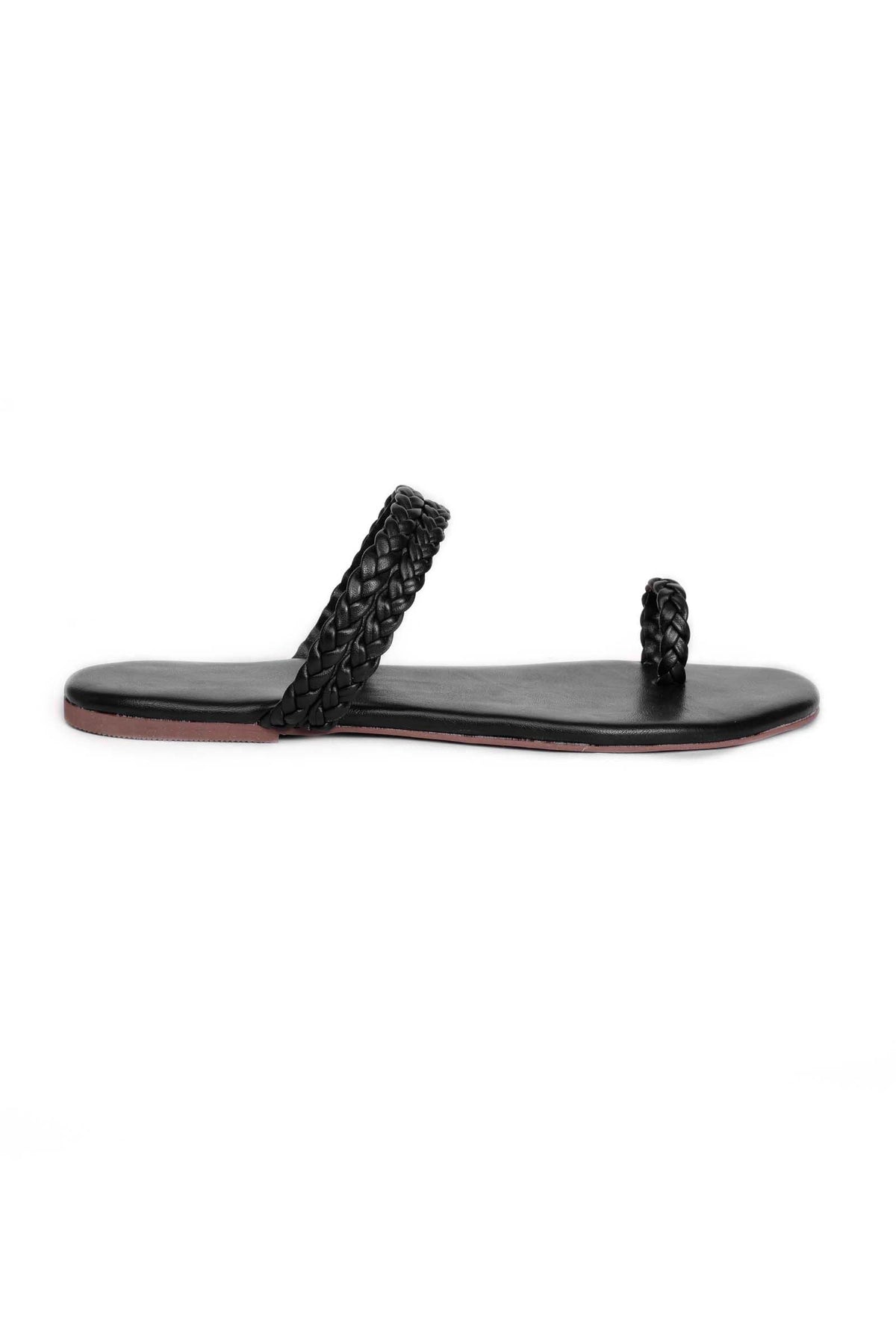 Black Knotted Cruelty Free Leather Sandals サイズ EU38