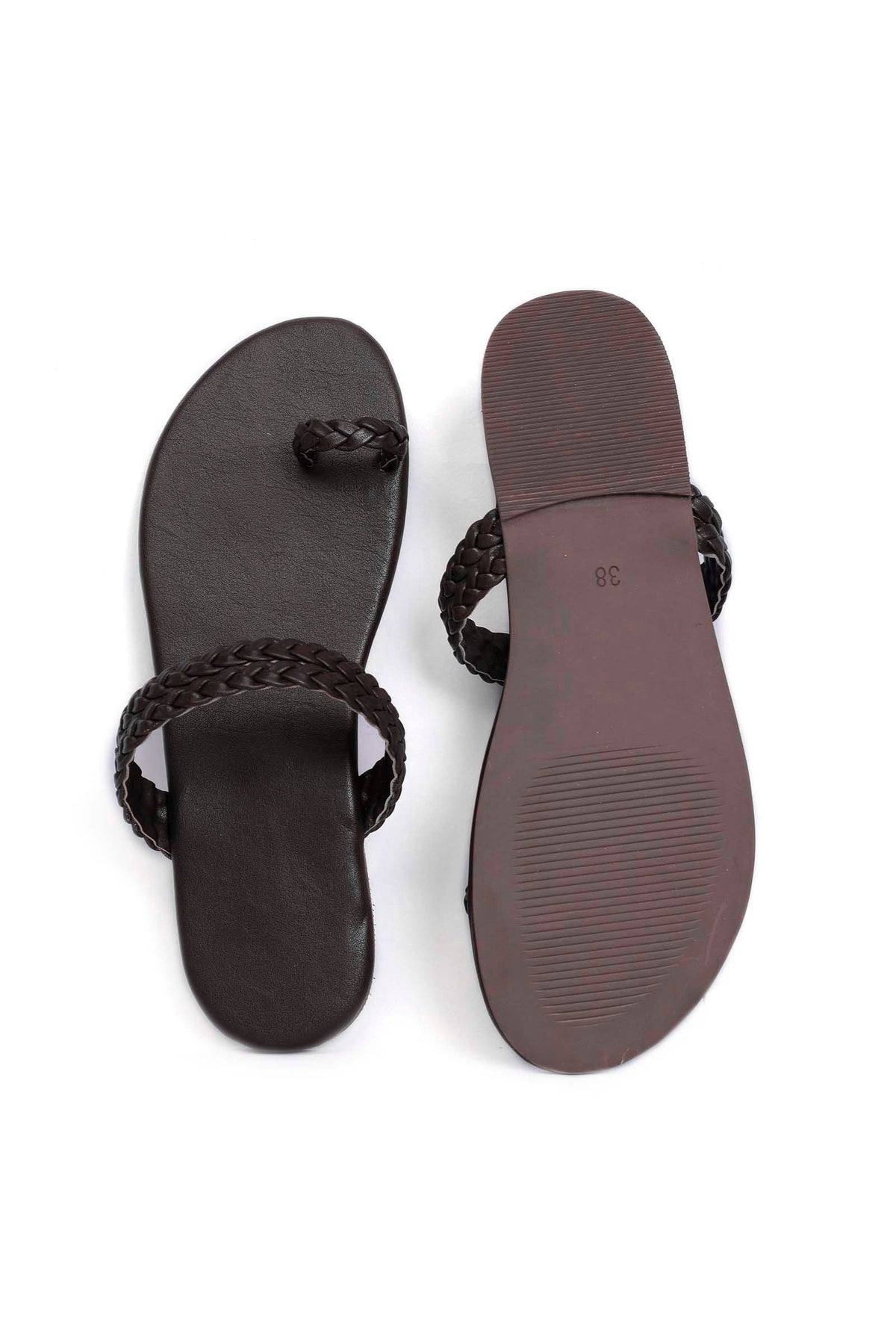 Brown Knotted Cruelty Free Leather Sandals サイズ EU35