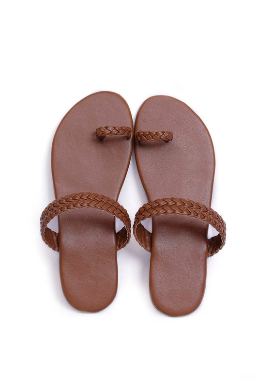Caramel Brown Knotted Cruelty Free Leather Sandals サイズ EU38