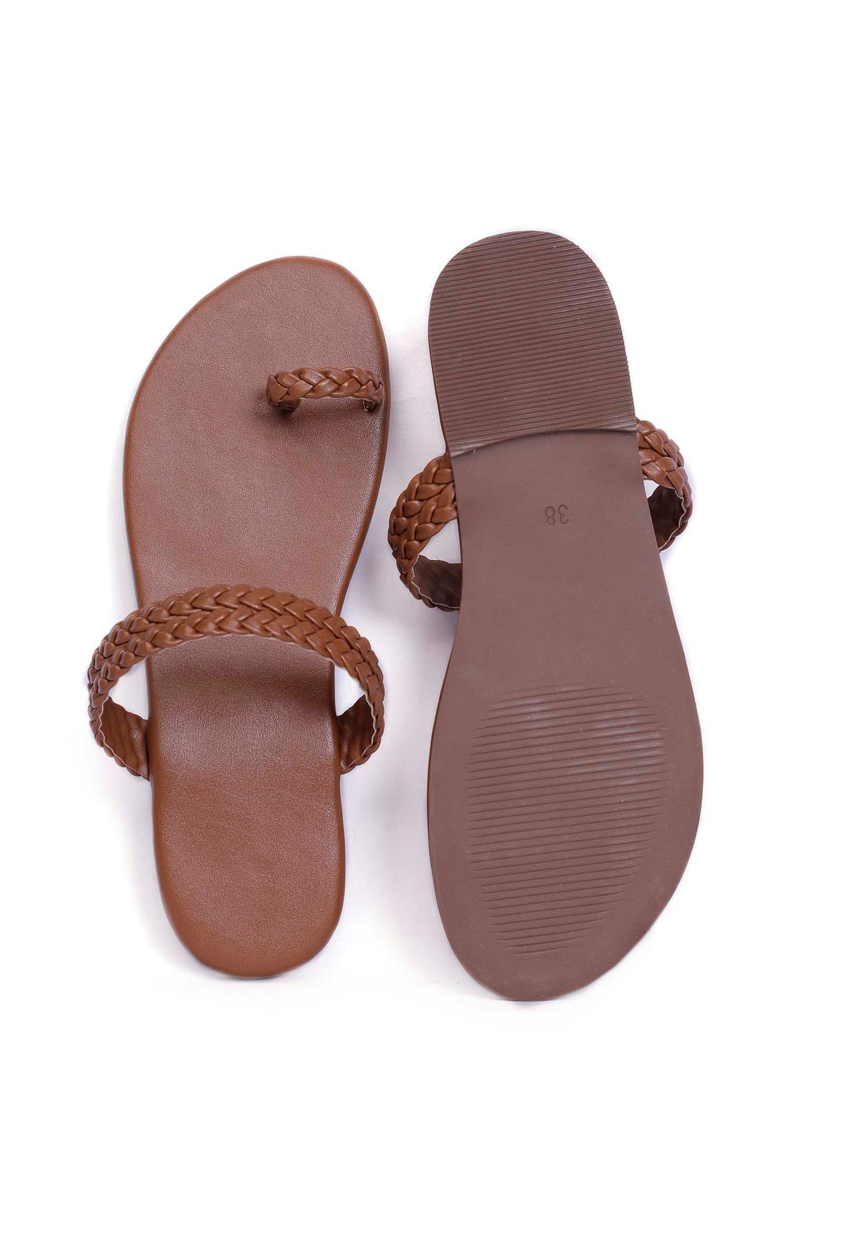 Caramel Brown Knotted Cruelty Free Leather Sandals サイズ EU38