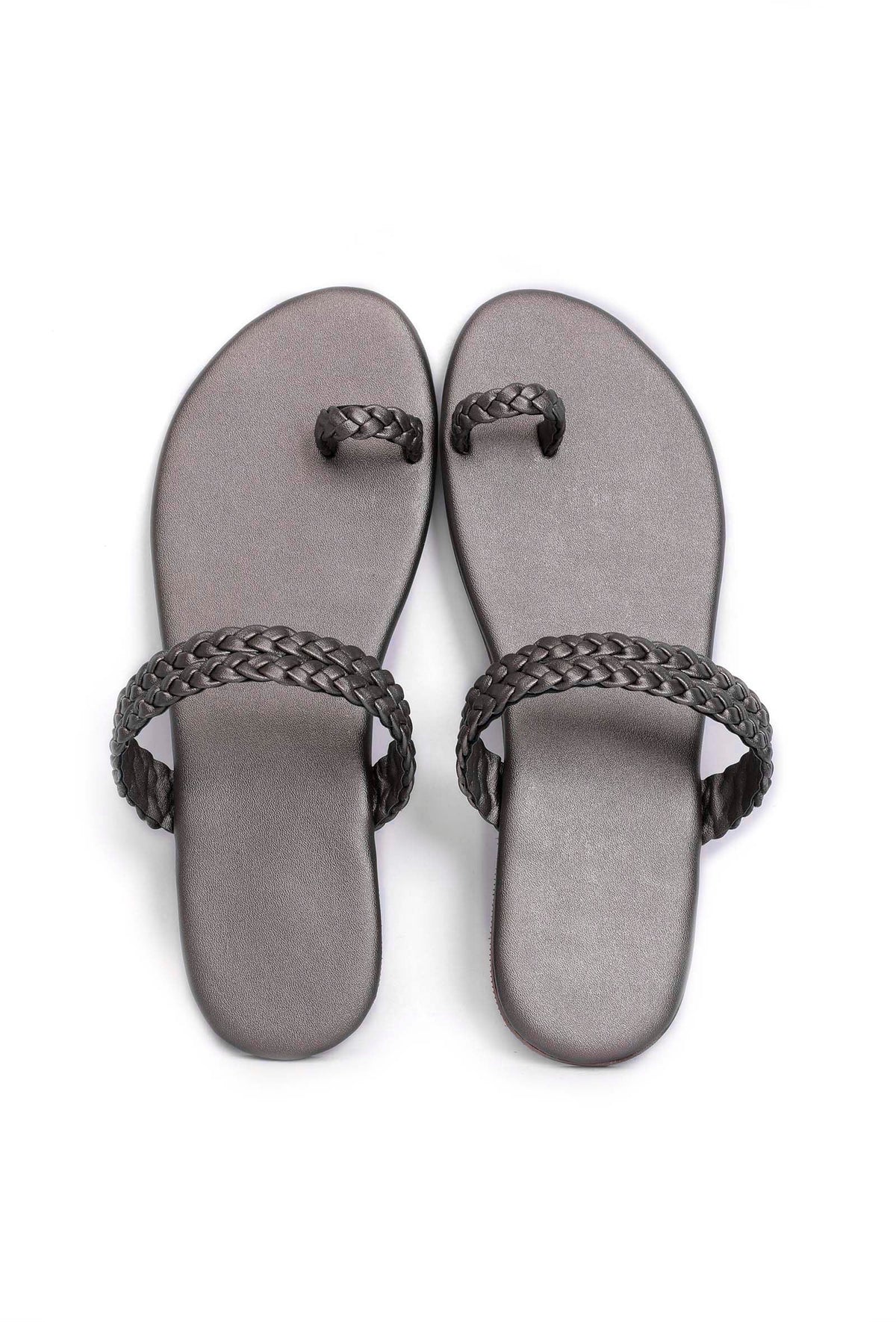 Steel Grey Knotted Cruelty Free Leather Sandals サイズ EU35