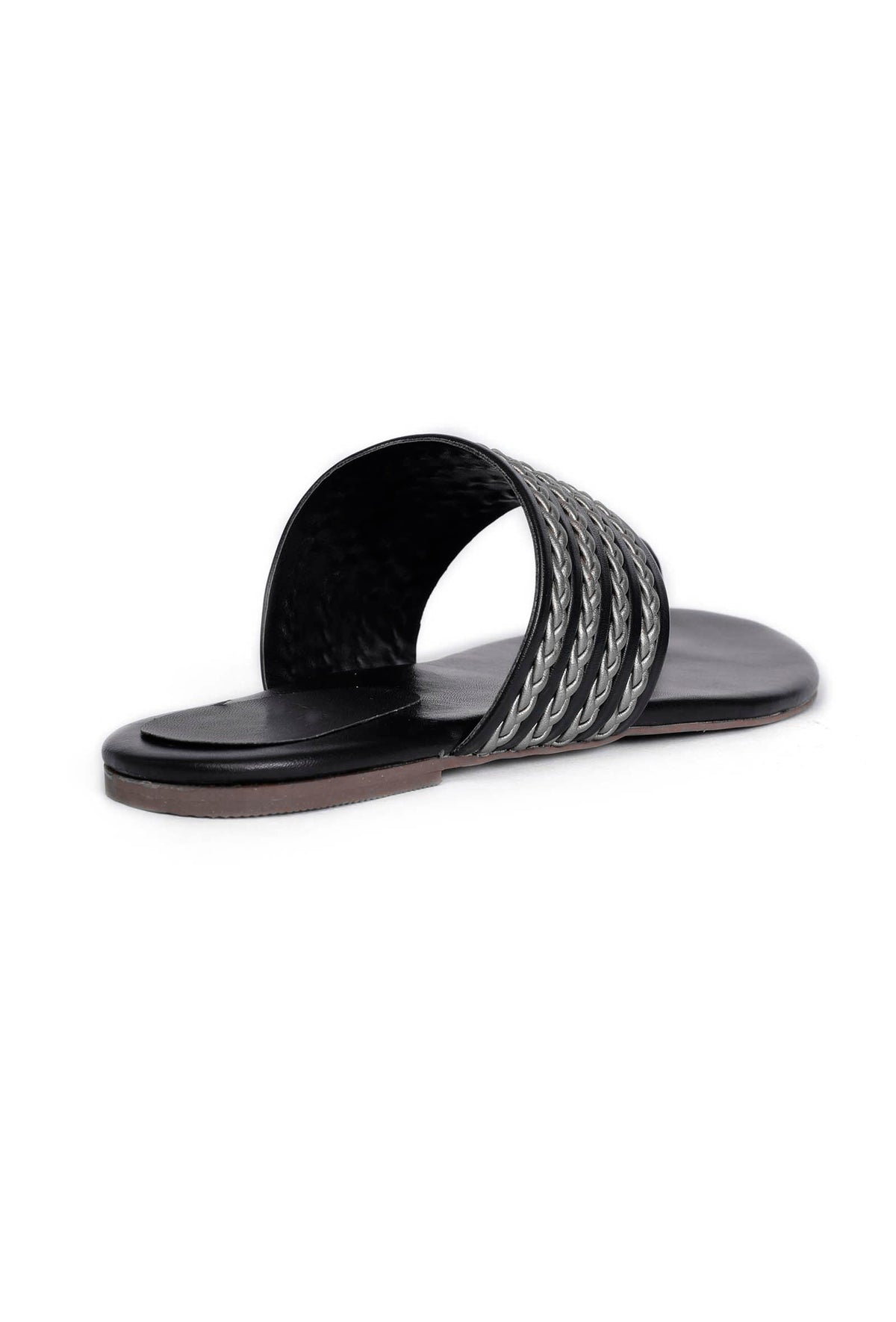Black Knotted Cruelty Free Leather Kolhapuri Inspired サイズ EU41