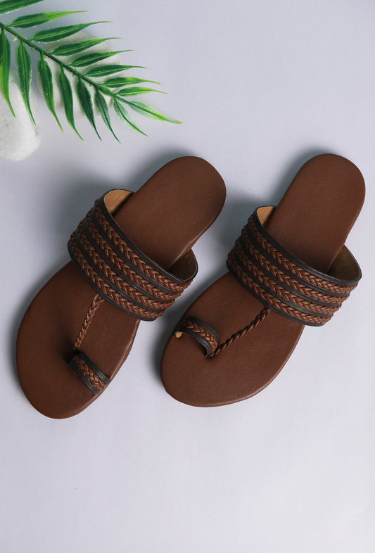 Caramel Brown Cruelty Free Leather Kolhapuri Inspired サイズ EU38
