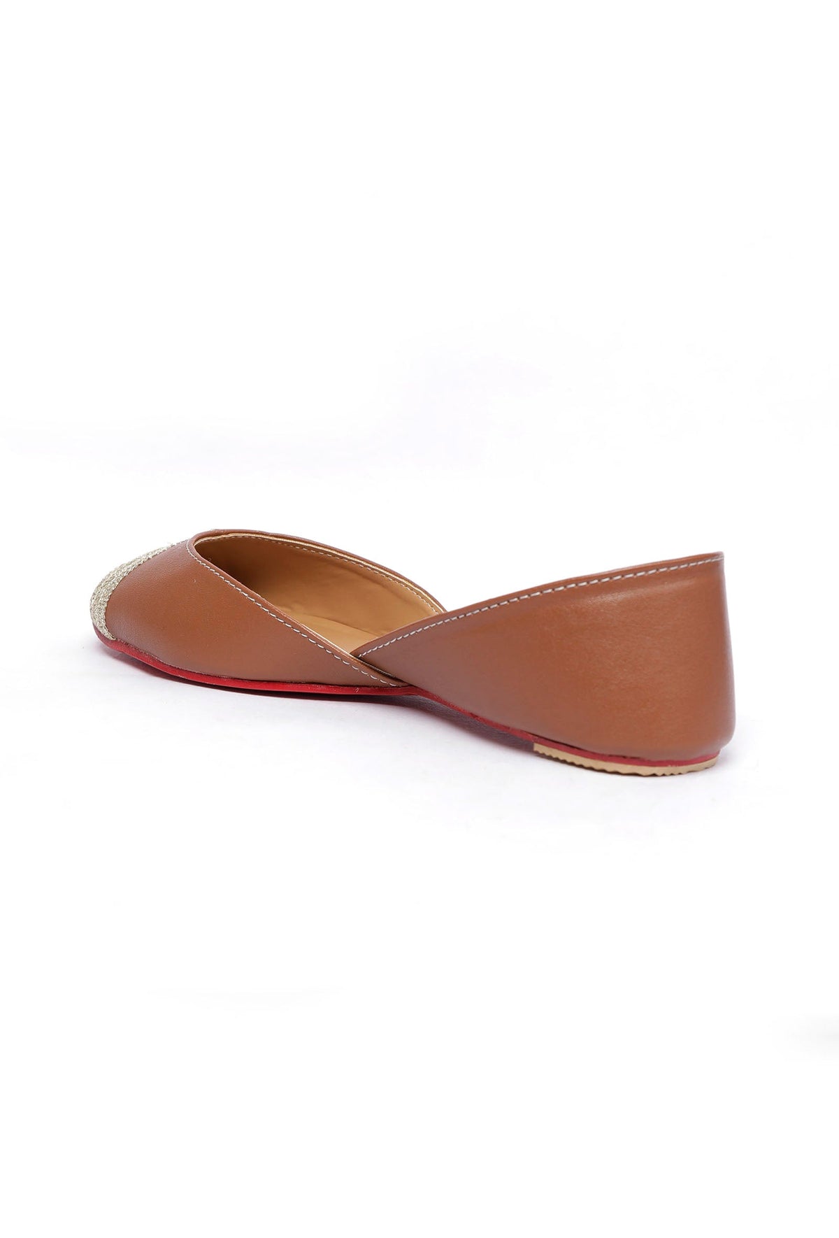 Coffee Brown Embroidered Cruelty-Free Leather Juttis サイズ EU41