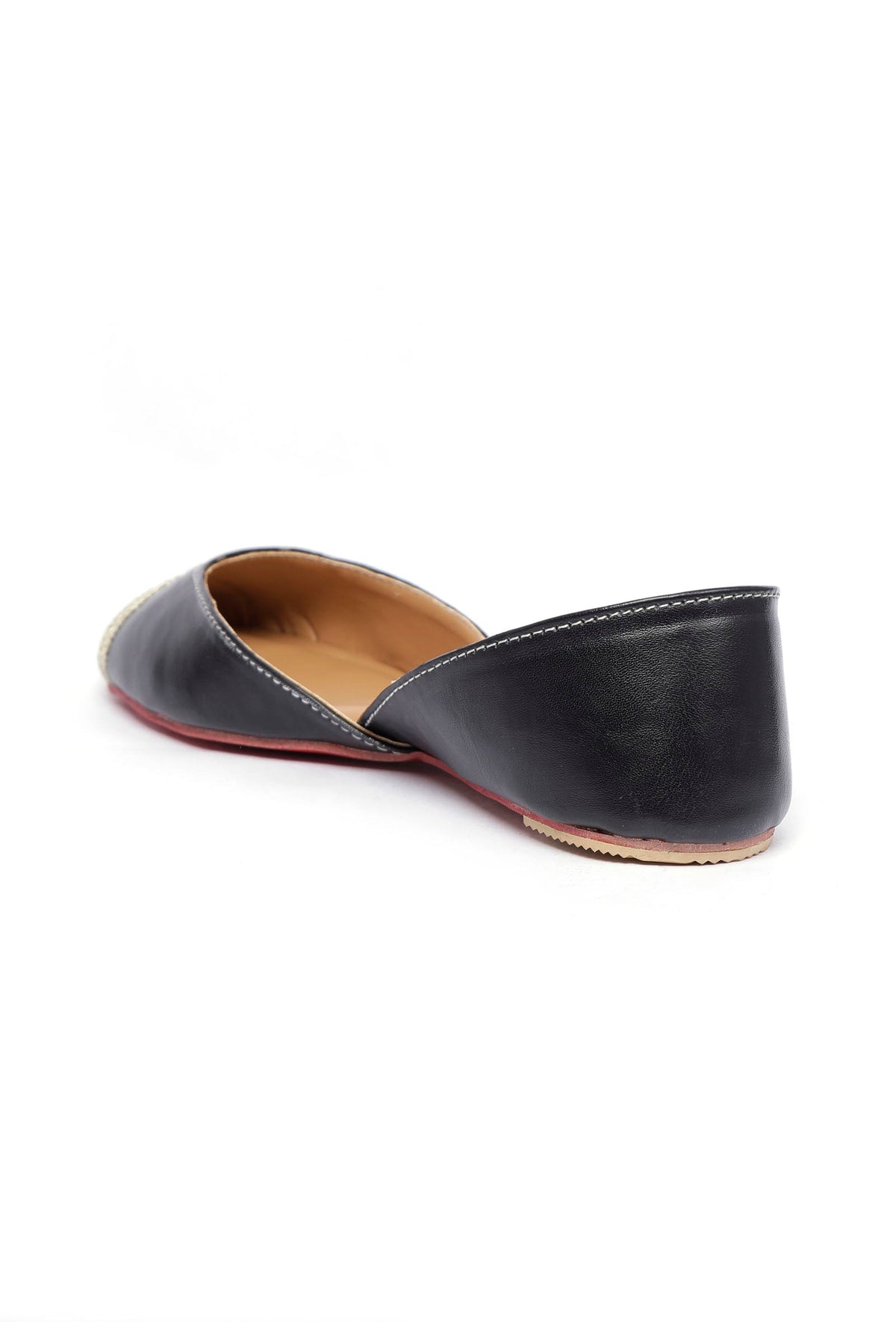 Black Embroidered Cruelty-Free Leather Juttis サイズ EU38