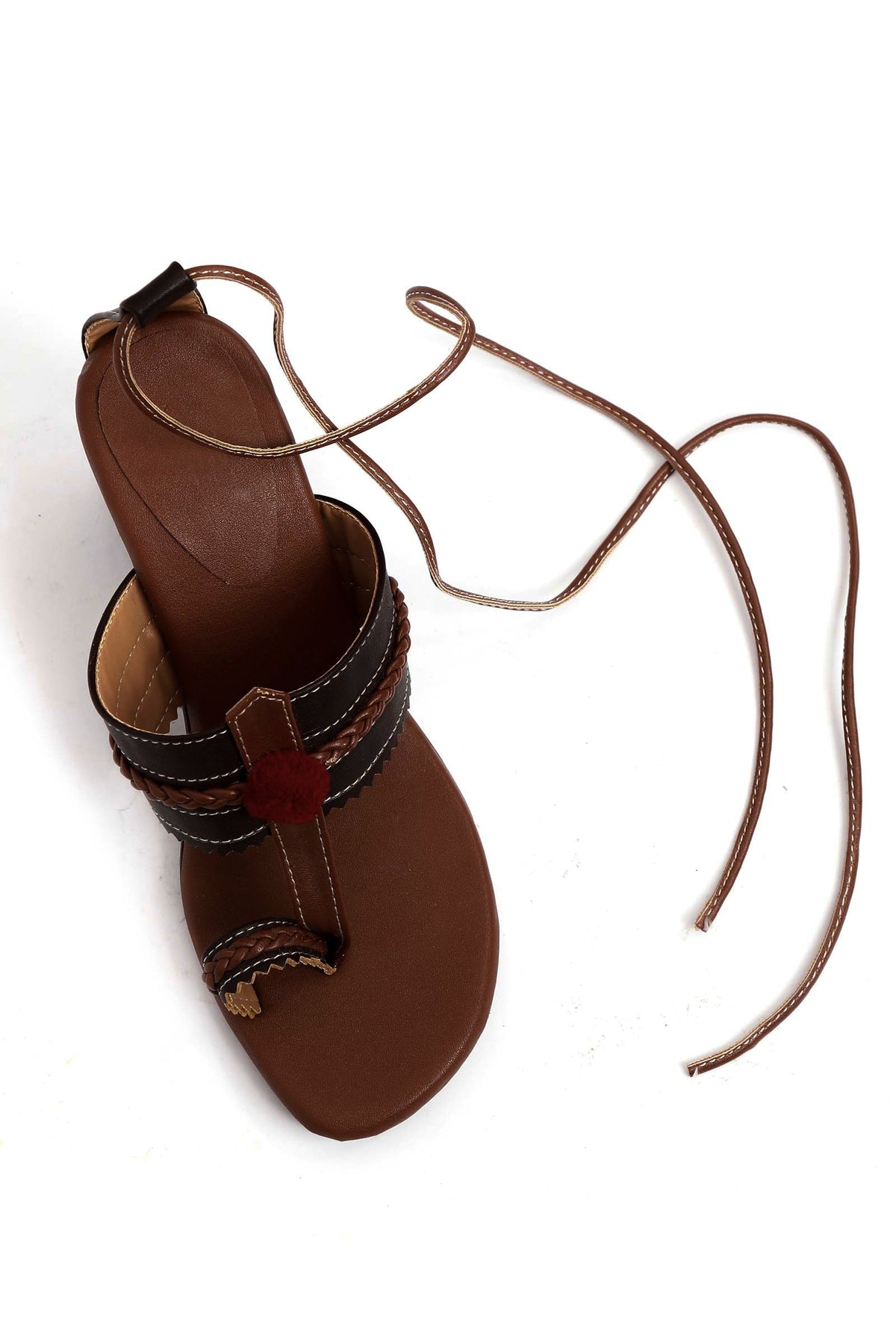 Dark Brown Cruelty Free Leather Heels Sandals サイズ EU41