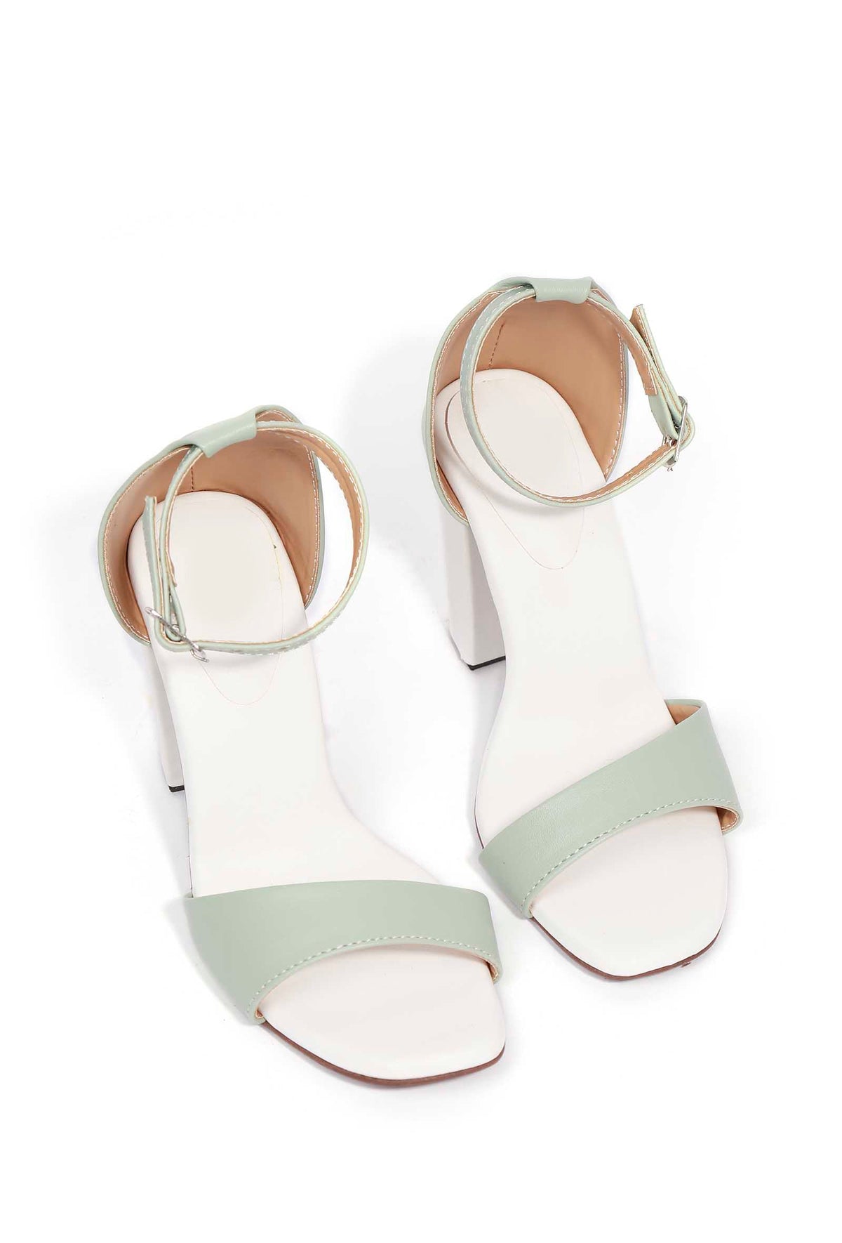 Mint Green Block Color Strap Cushion Padded Heels サイズ EU41