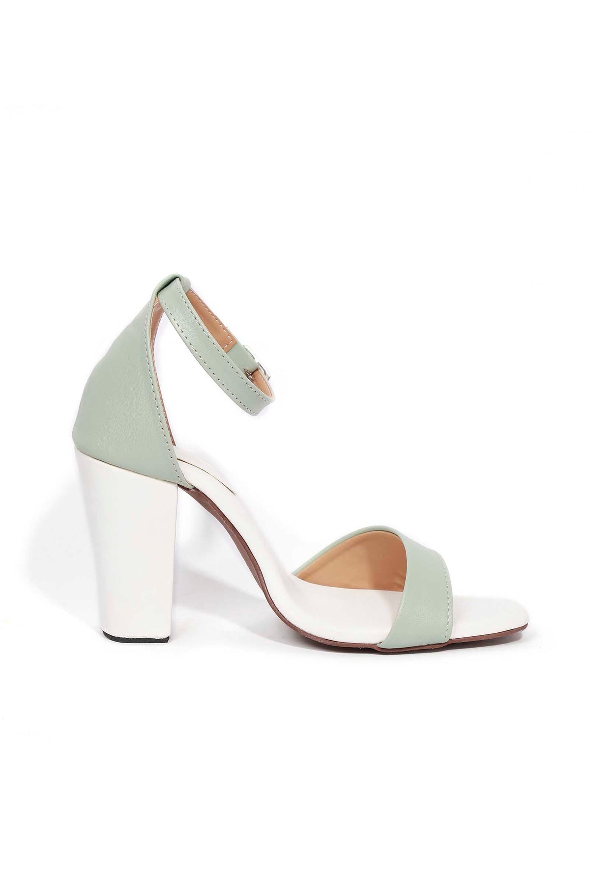 Mint Green Block Color Strap Cushion Padded Heels サイズ EU38