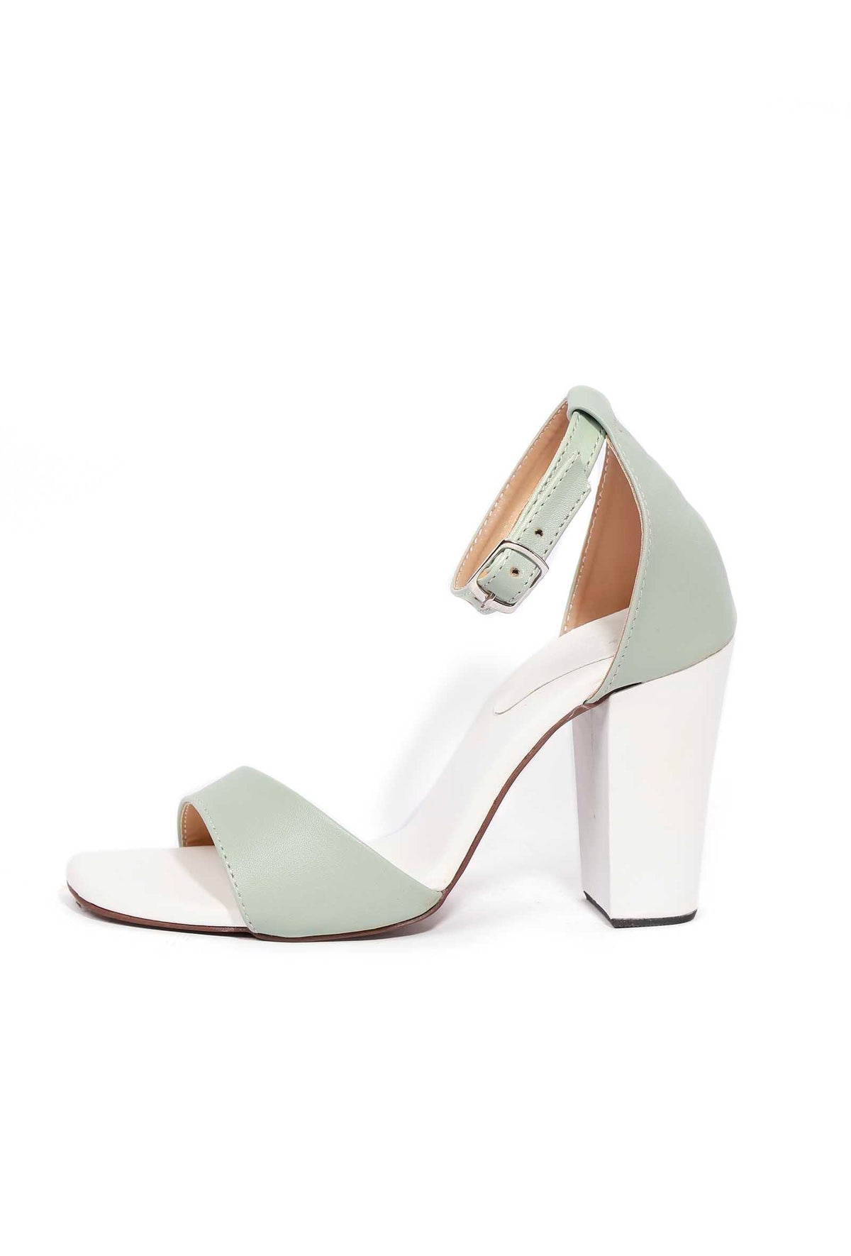 Mint Green Block Color Strap Cushion Padded Heels サイズ EU42