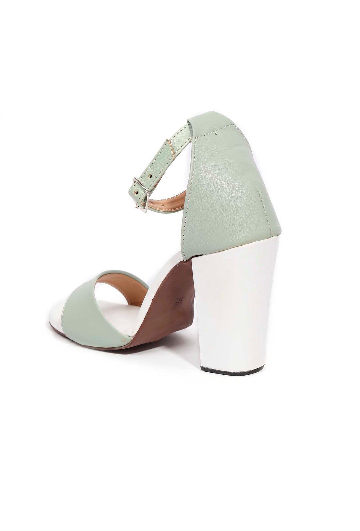 Mint Green Block Color Strap Cushion Padded Heels サイズ EU37