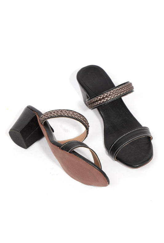 Sara Black Strap Cushion Padded Heels サイズ EU38