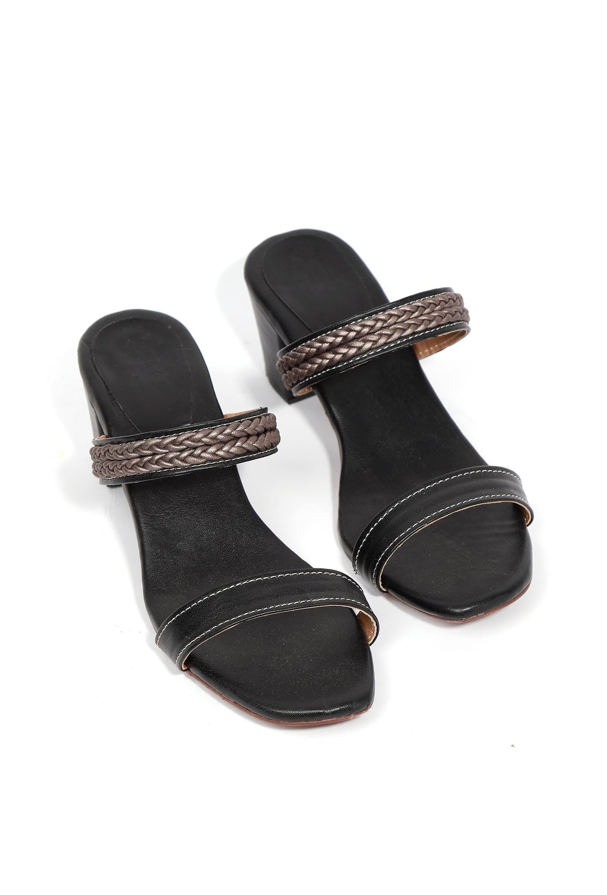 Sara Black Strap Cushion Padded Heels サイズ EU35