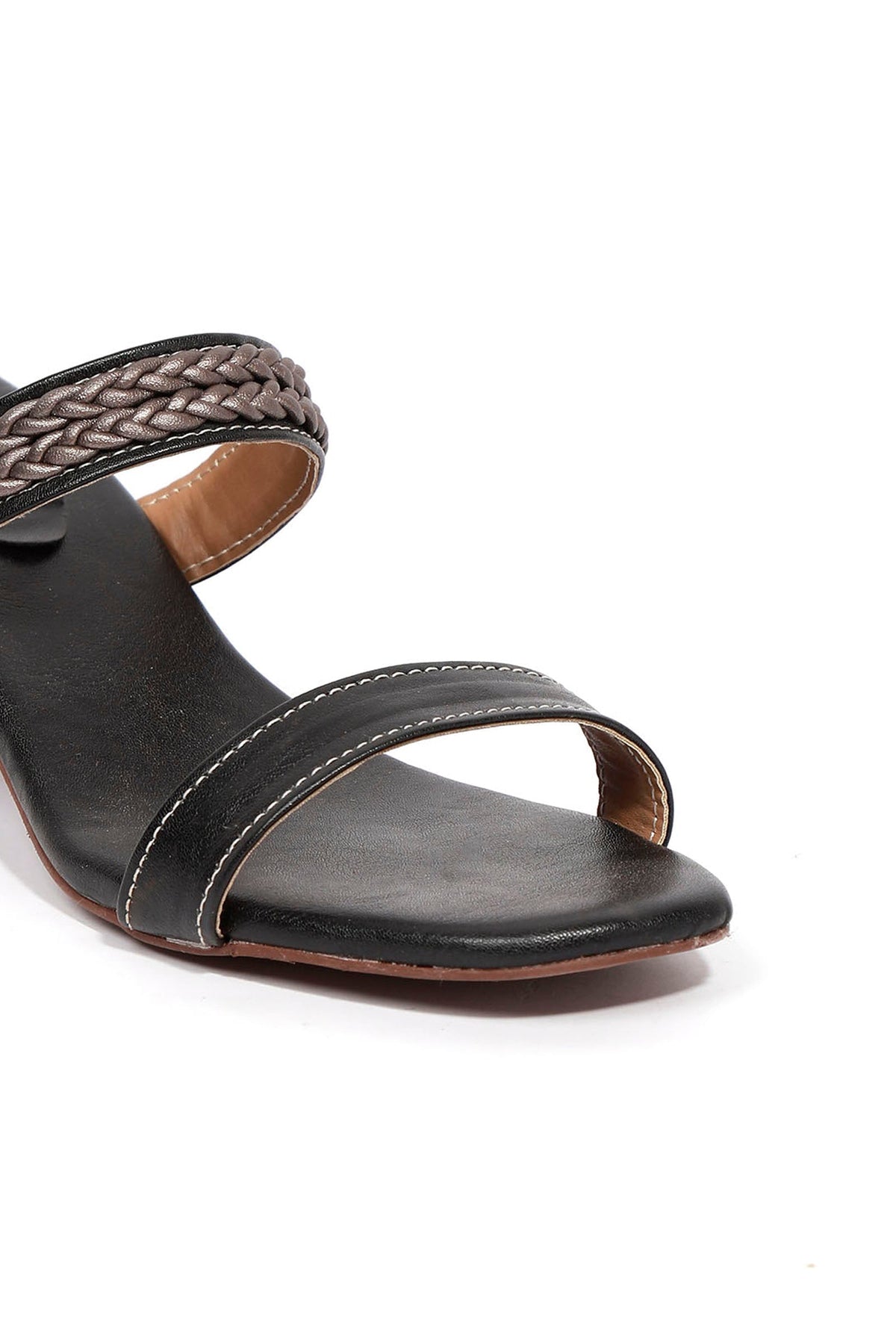 Sara Black Strap Cushion Padded Heels サイズ EU38