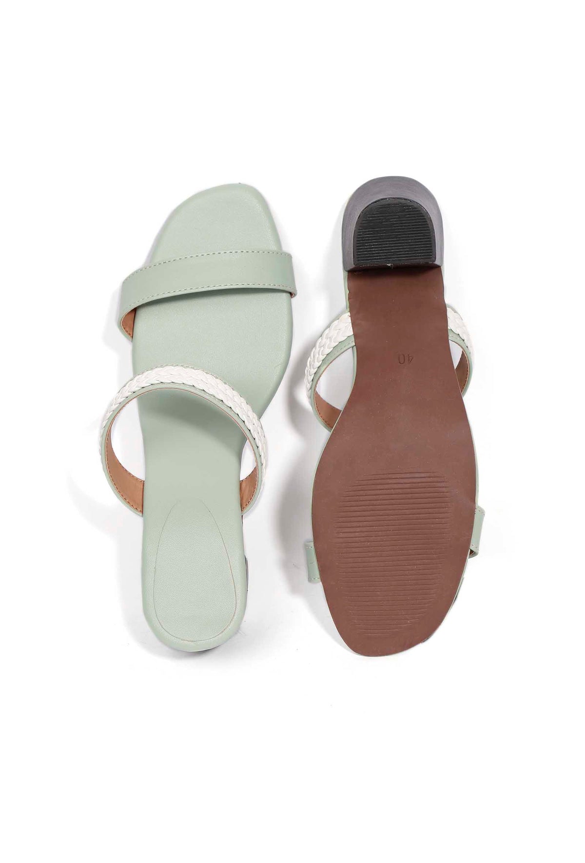 Mint Green Strap Cushion Padded Heels サイズ EU38