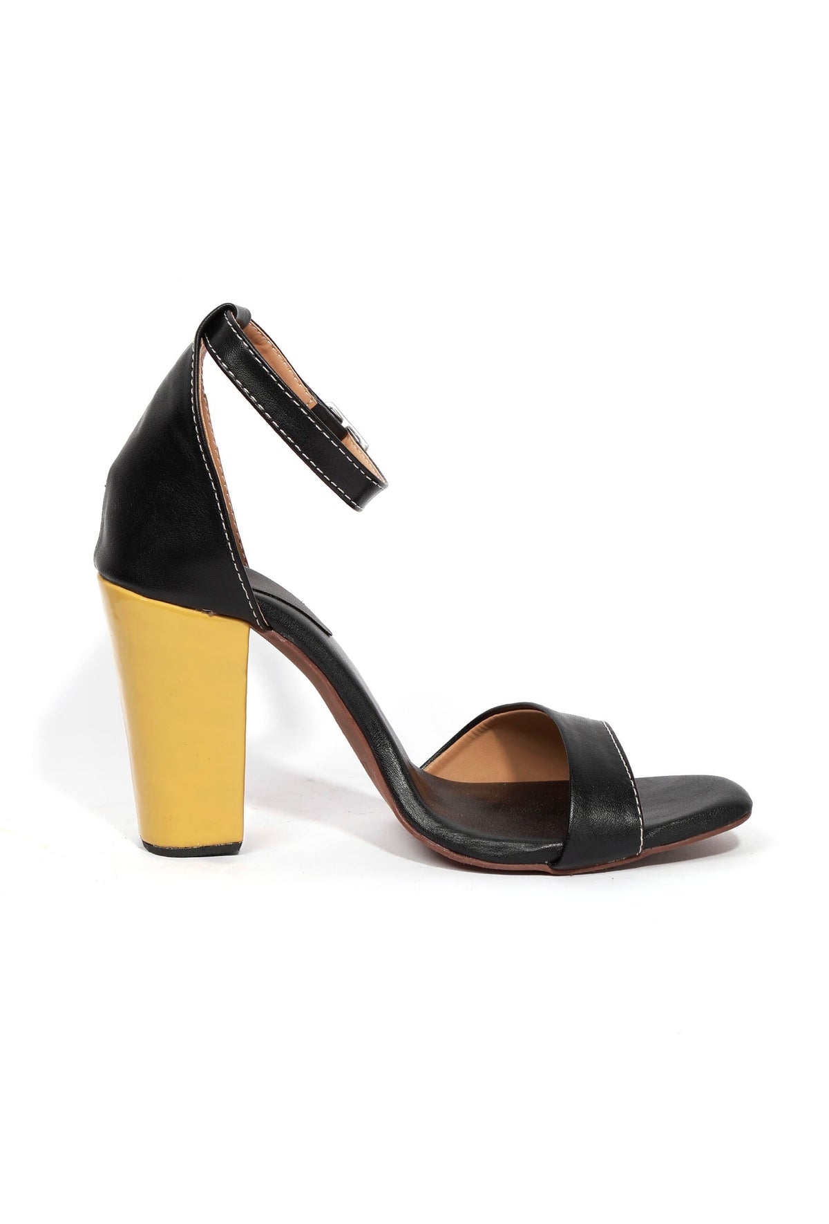 Pastel Black with Braided Golden Strap Cushion Padded Heels サイズ EU41