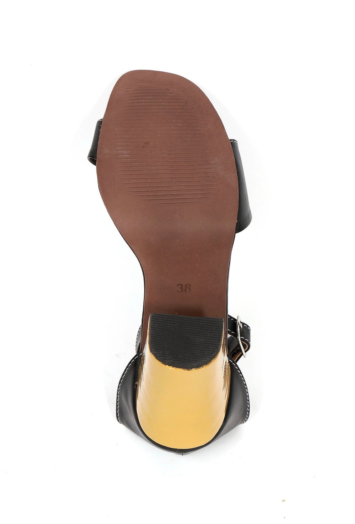 Pastel Black with Braided Golden Strap Cushion Padded Heels サイズ EU36