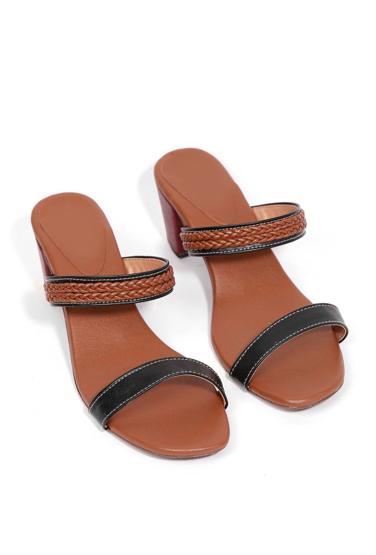 Chocolate Brown Strap Cushion Padded Heels サイズ EU38