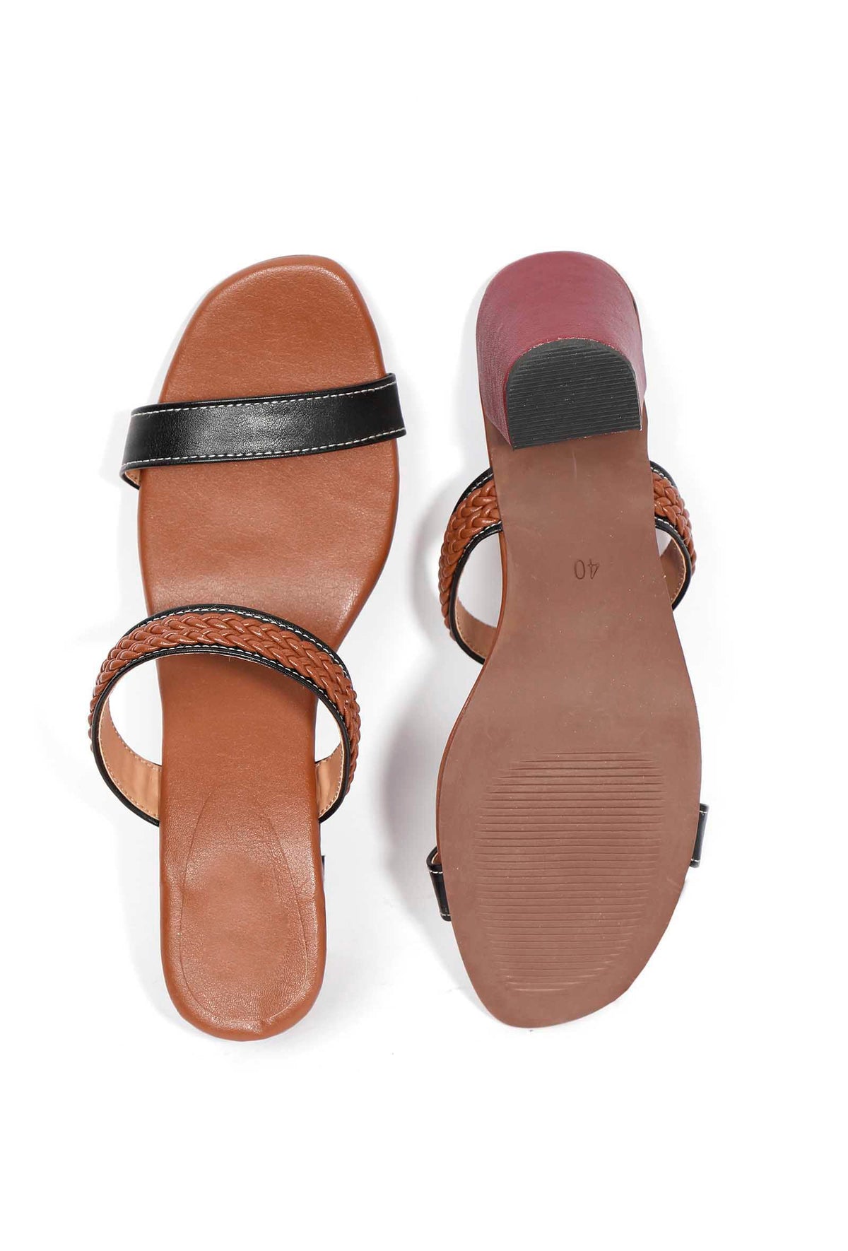 Chocolate Brown Strap Cushion Padded Heels サイズ EU38