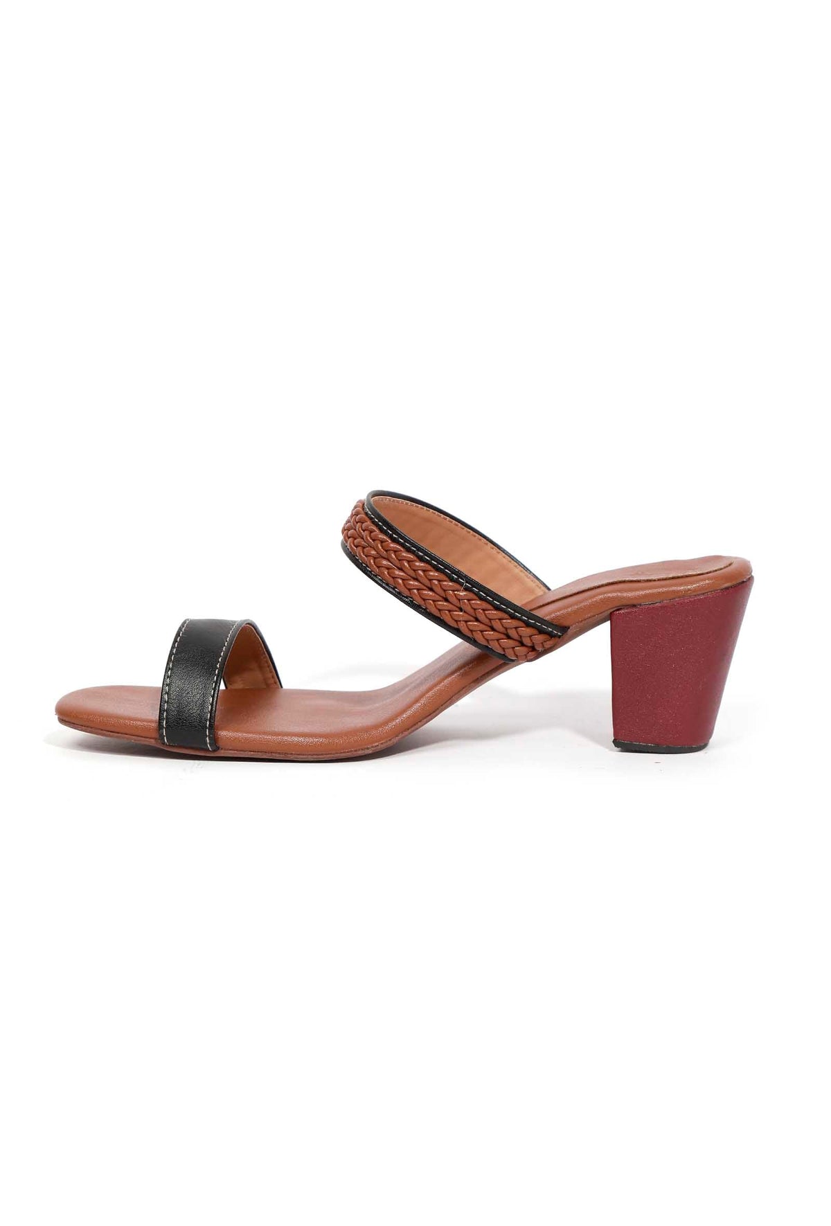 Chocolate Brown Strap Cushion Padded Heels サイズ EU35