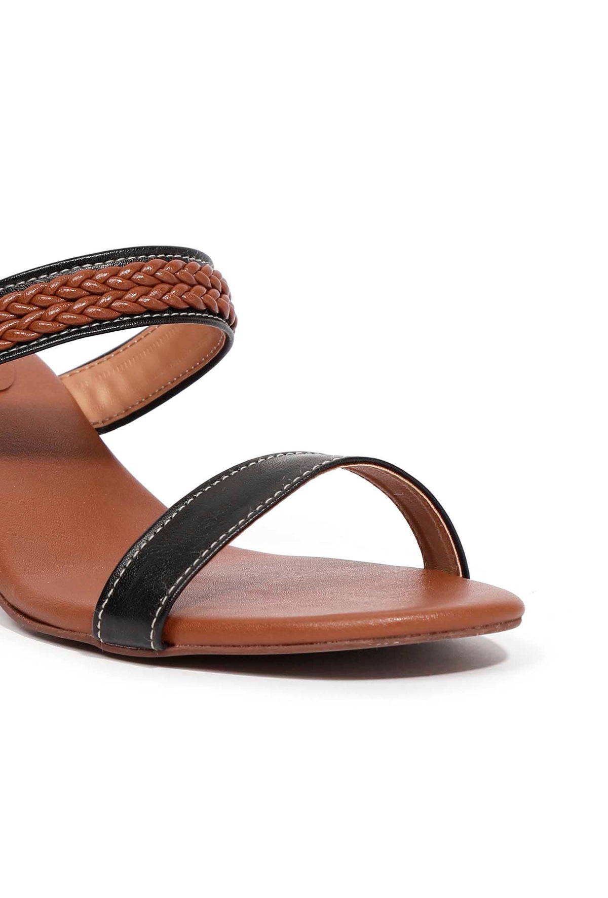 Chocolate Brown Strap Cushion Padded Heels サイズ EU41