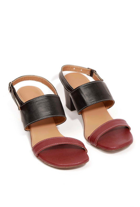 Cherry Red and Black Strap Cushion Padded Heels サイズ EU38
