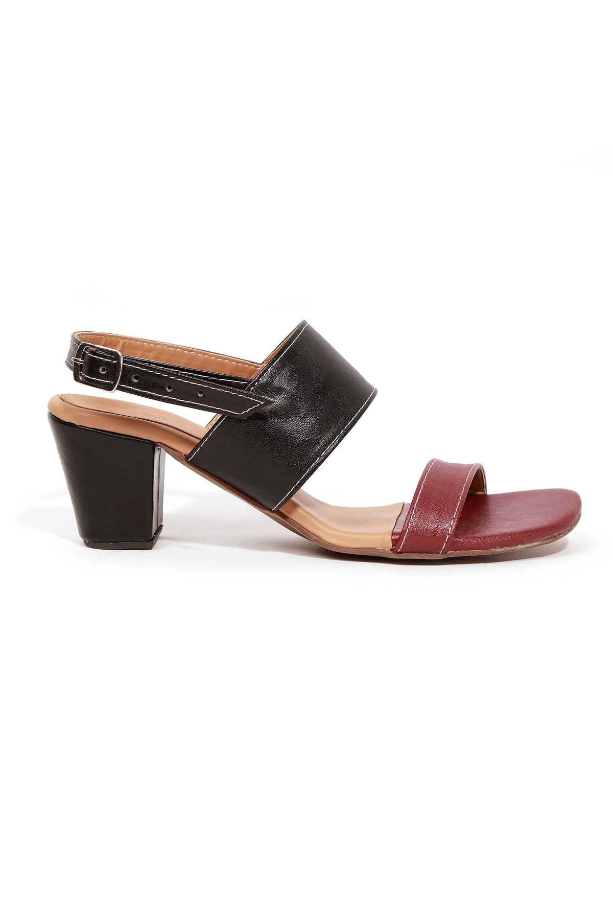 Cherry Red and Black Strap Cushion Padded Heels サイズ EU38