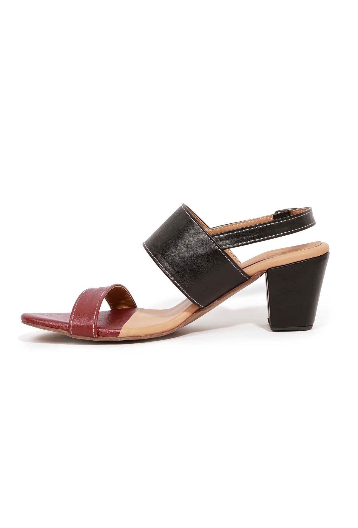 Cherry Red and Black Strap Cushion Padded Heels サイズ EU42