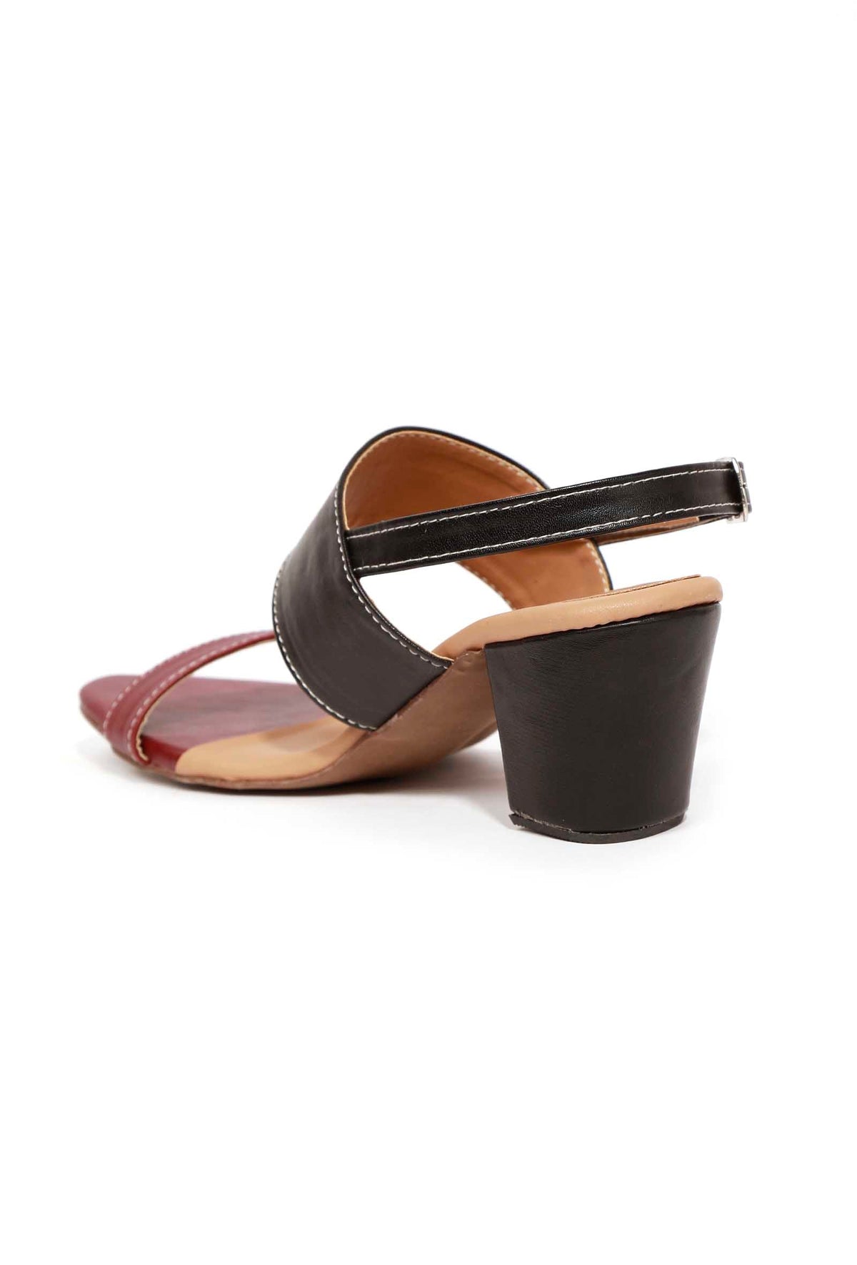 Cherry Red and Black Strap Cushion Padded Heels サイズ EU38