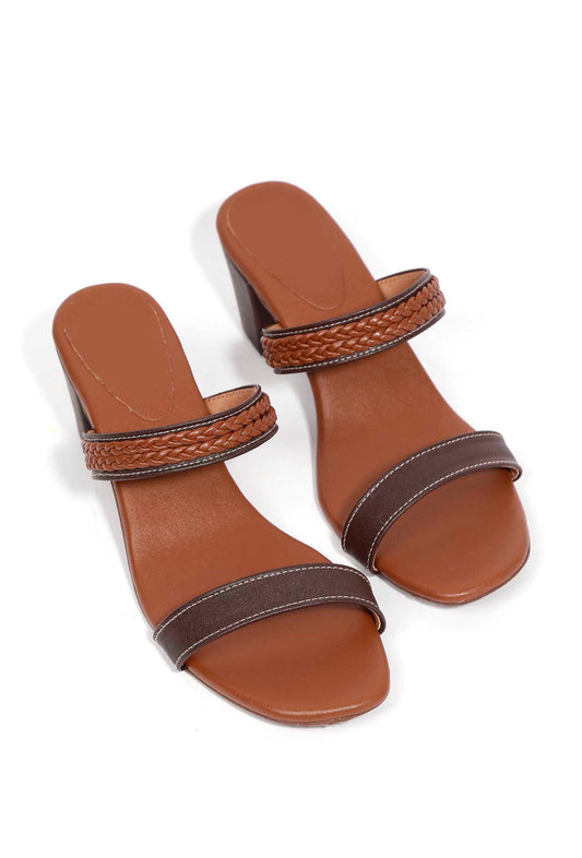 Chock Brown Strap Cushion Padded Heels サイズ EU38