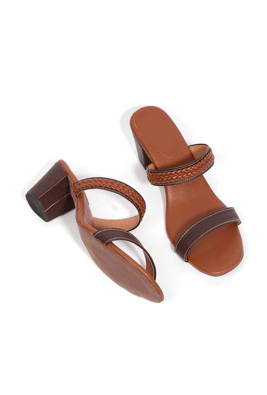 Chock Brown Strap Cushion Padded Heels サイズ EU38